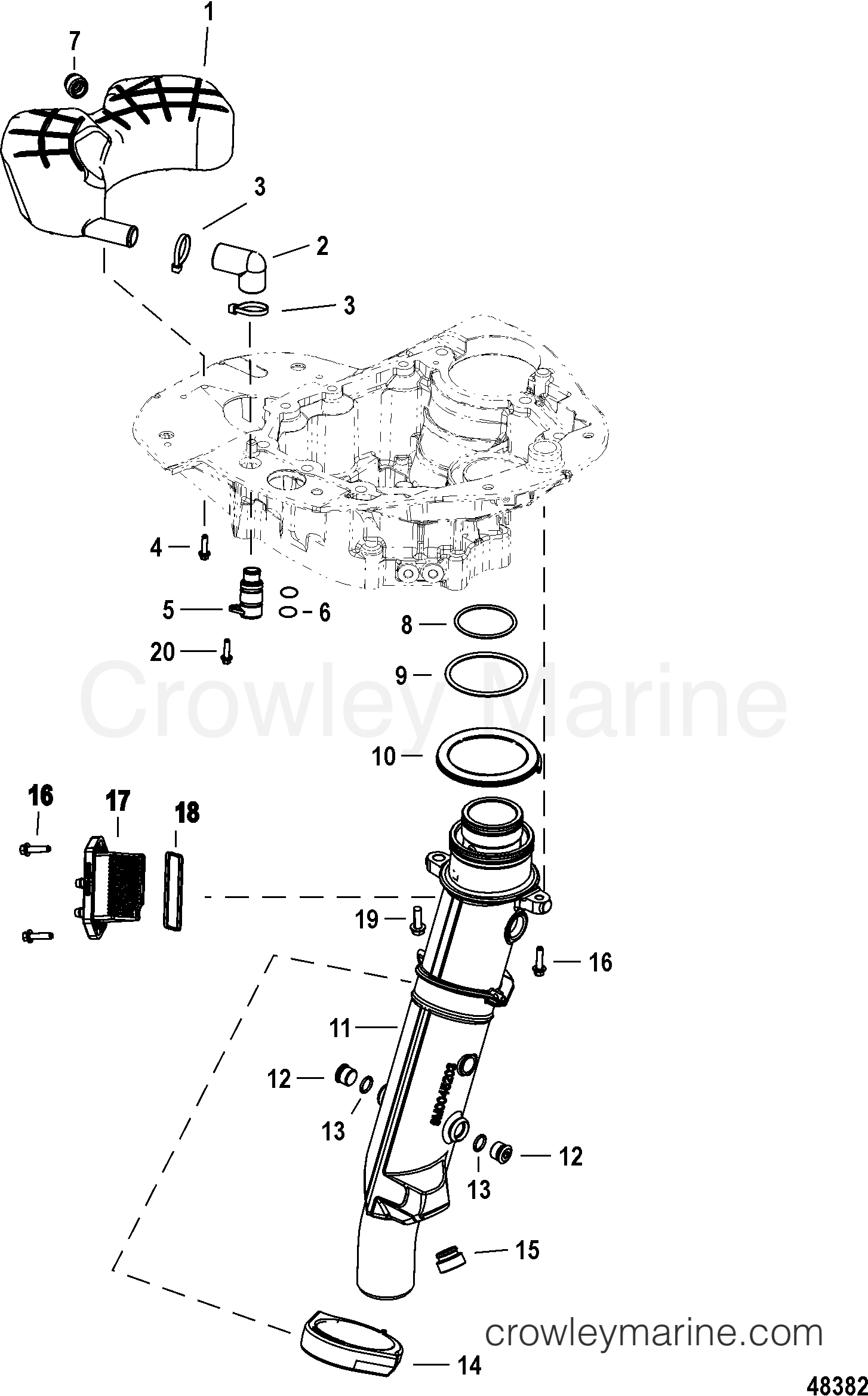 EXHAUST 2011 Mercury Outboard 150 [L 4] 1150F13HD Crowley Marine