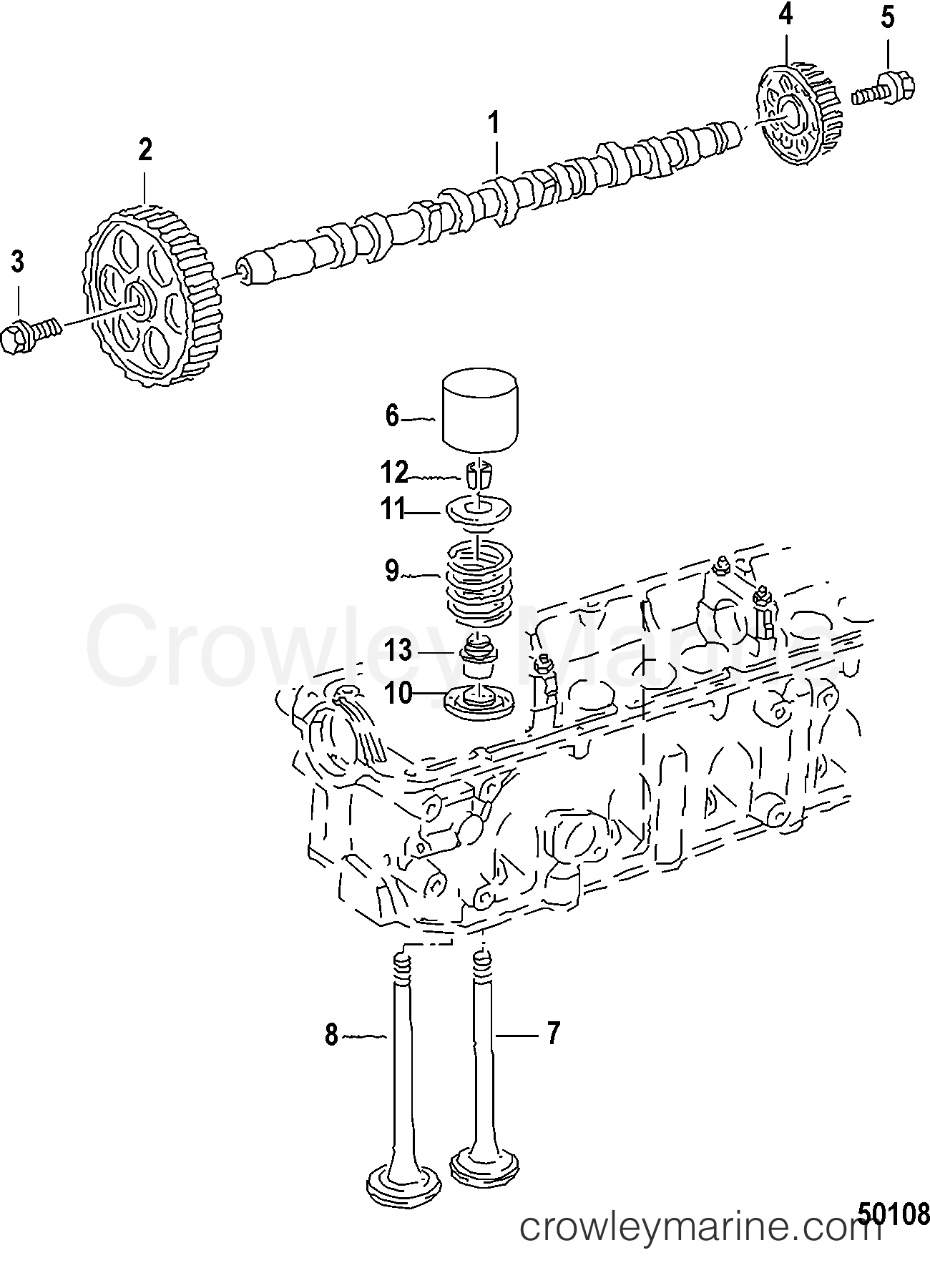 2012 Inboard Engine 2.5L TDI - 3D250010D - ENGINE COMPONENTS, CAMSHAFT AND VALVES