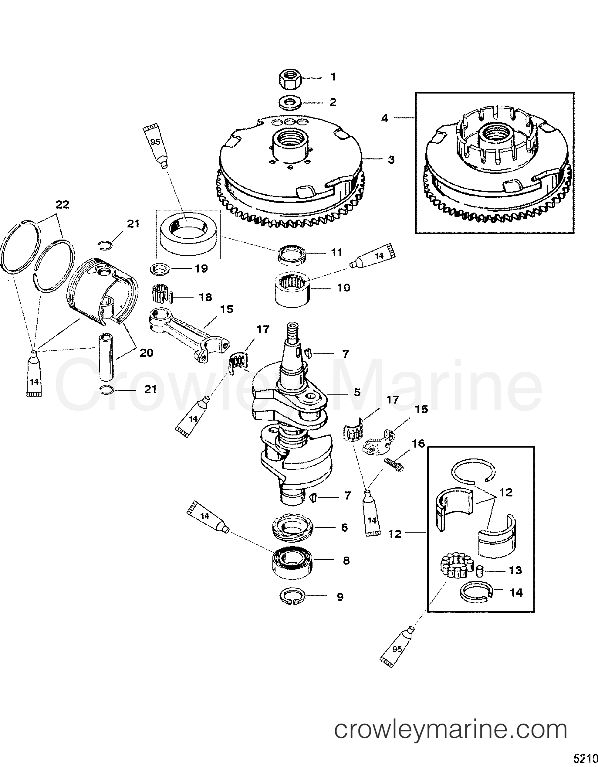 2000 Outboard 40 [M] - 70412030B - CRANKSHAFT/PISTON/FLYWHEEL