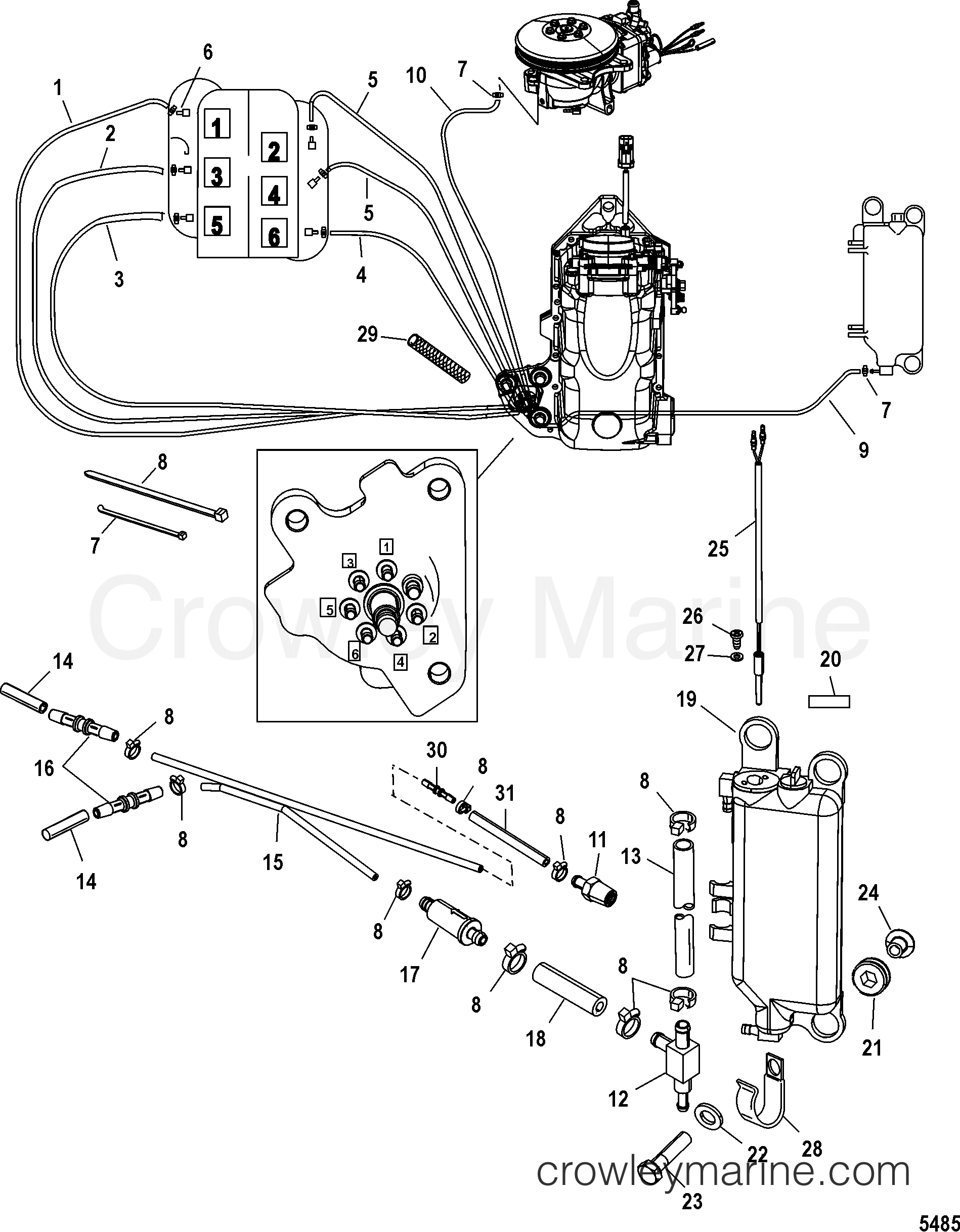 2005 Outboard 135DFI [XL DIG SW] - 7135D83TY - OIL INJECTION COMPONENTS