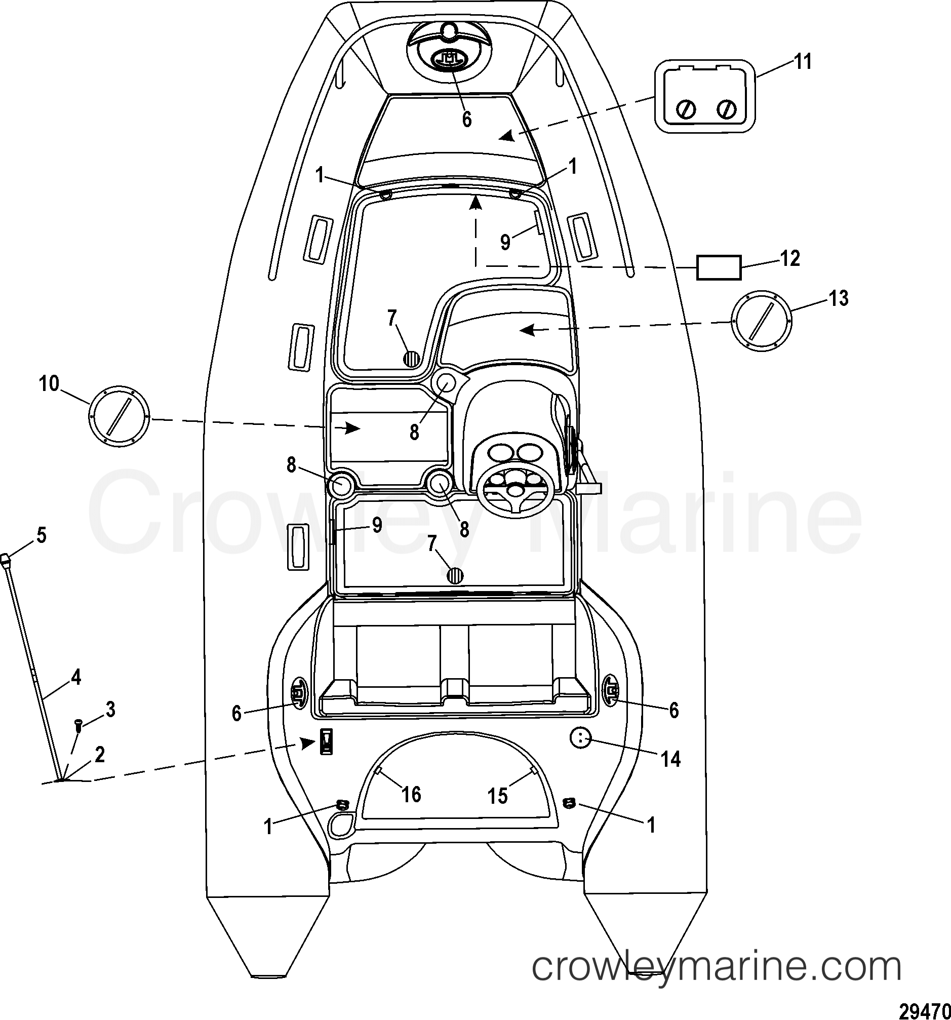 2007 Inflatable Boat 350 [IB1] - AA350013M - UPPER DECK COMPONENTS(350 MODEL)