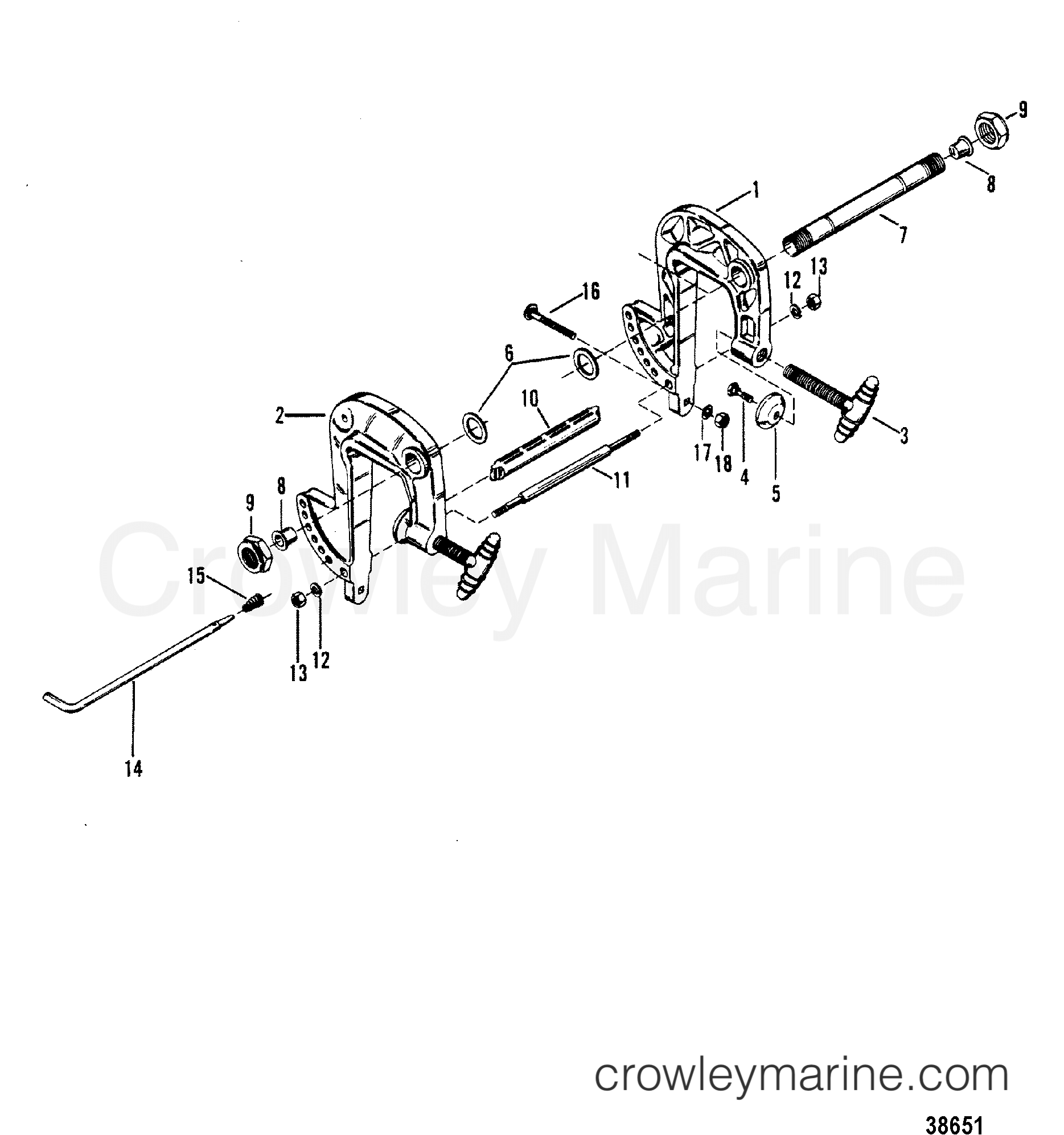 CLAMP BRACKET ASSEMBLY 1979 Outboard 7.5 [EL] 1007529 Crowley Marine