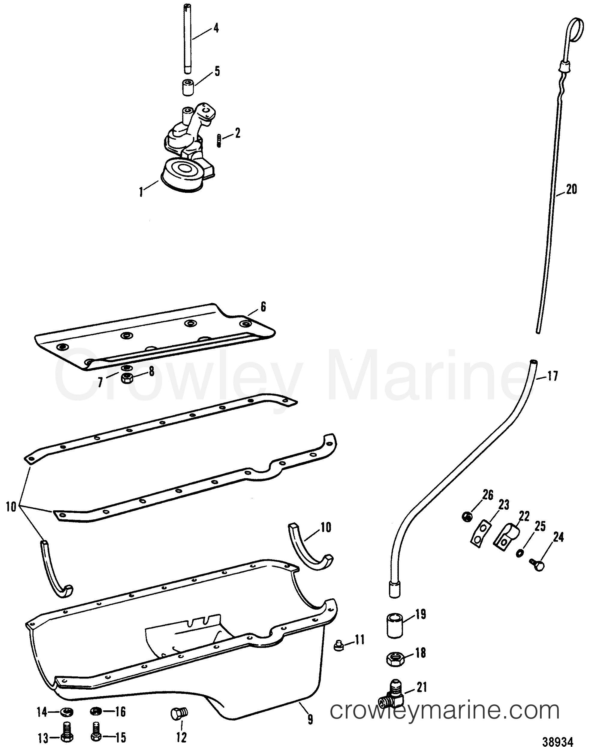 1981 Inboard Engine 340 - 3341901 - OIL PAN AND OIL PUMP