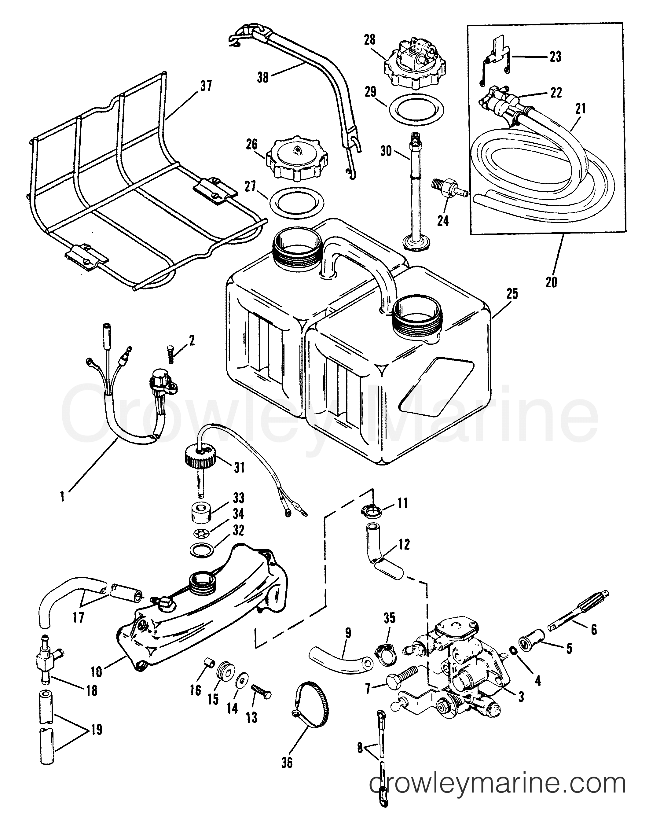 1989 Outboard 175SKI [L] - 7175413PD - OIL INJECTION COMPONENTS