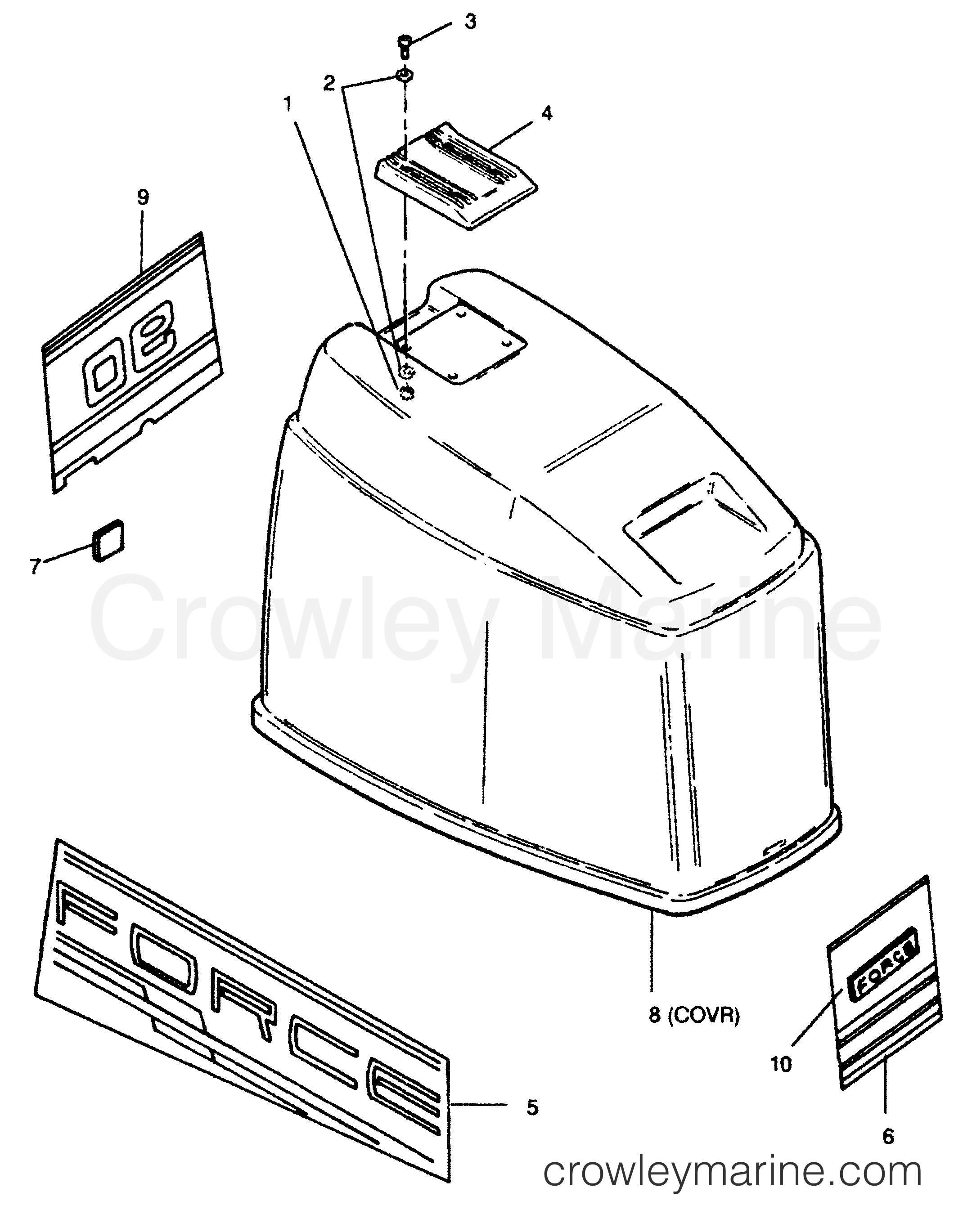 1991 Outboard 90 - 906E91D [Force] - ENGINE COVER(FFORCE)