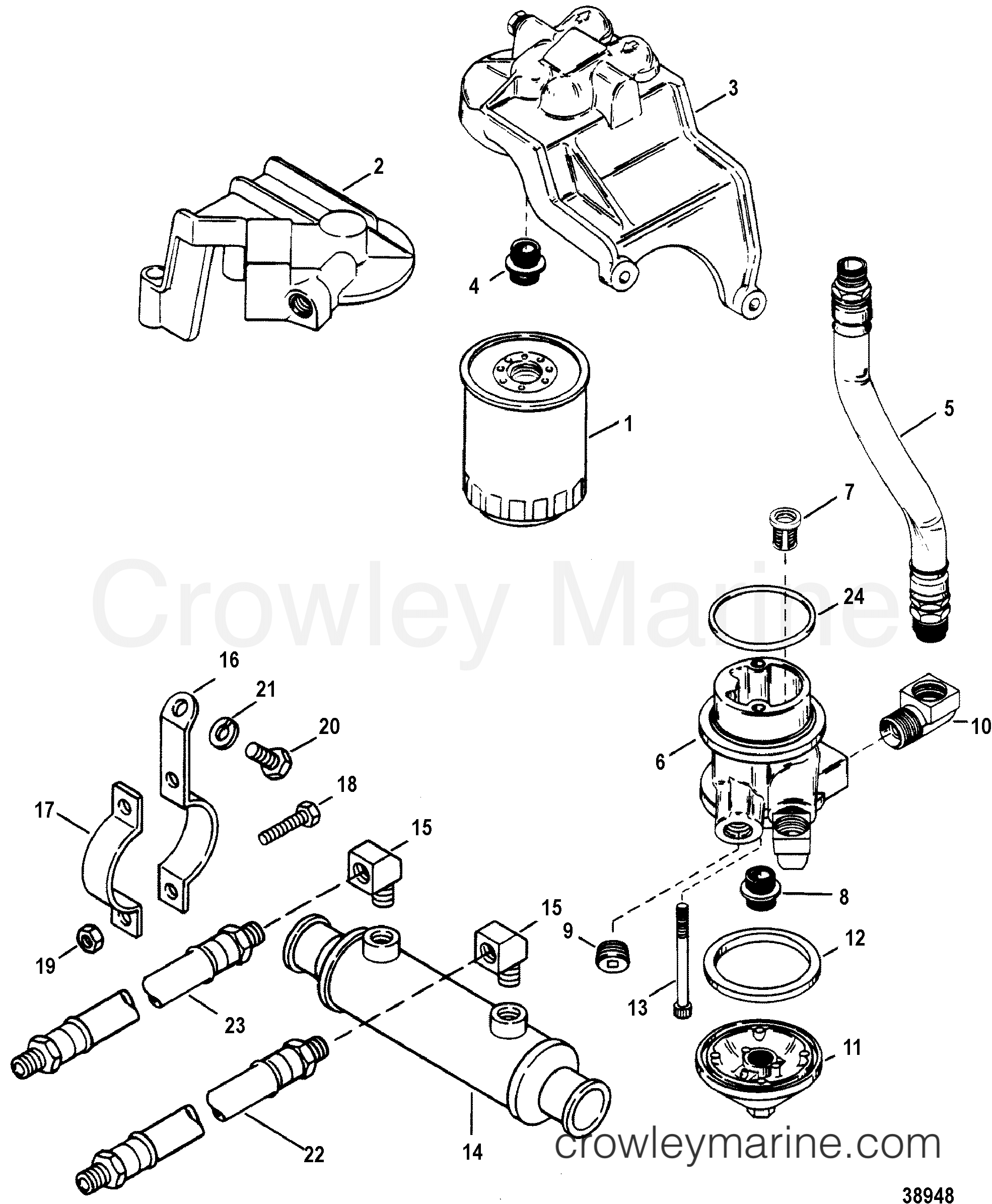 1981 Inboard Engine 340 - 3341901 - OIL FILTER AND ADAPTER