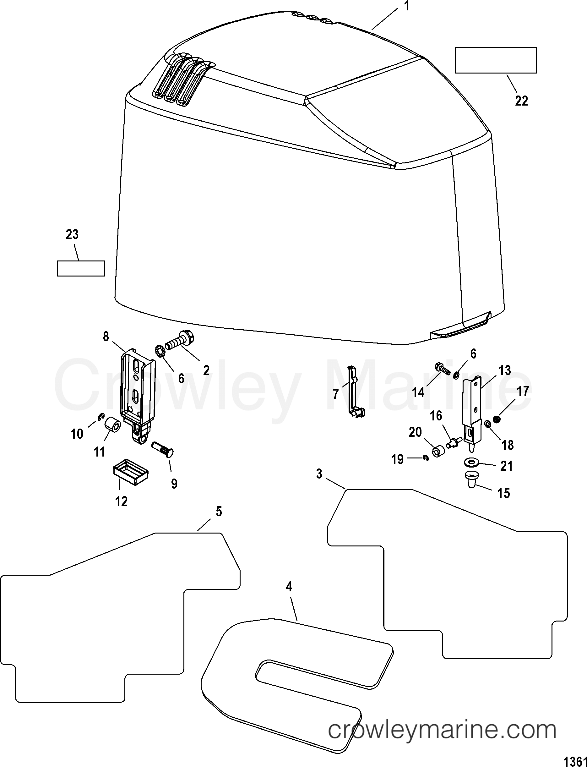 2002 Outboard 225 [XL EFI SW] - 7225423LY - TOP COWL