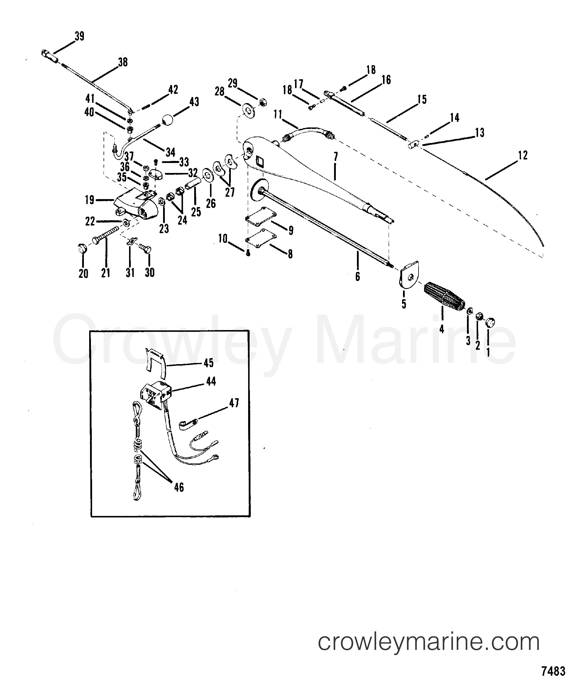 1987 Outboard 45 [ELO] - 7045717 - STEERING HANDLE ASSEMBLY