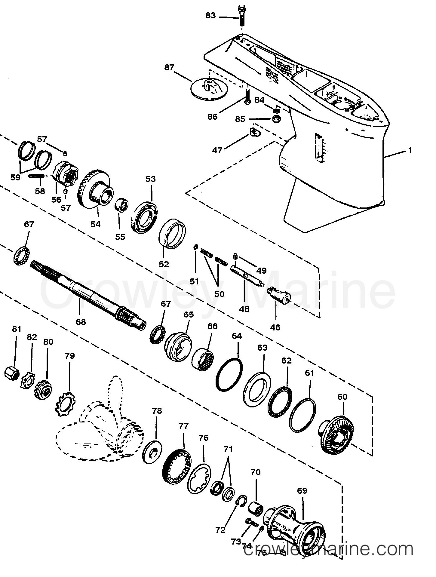 GEAR HOUSING (PROP SHAFT)(COUNTER ROTATION) 1996 Race Outboard 2.5 OS