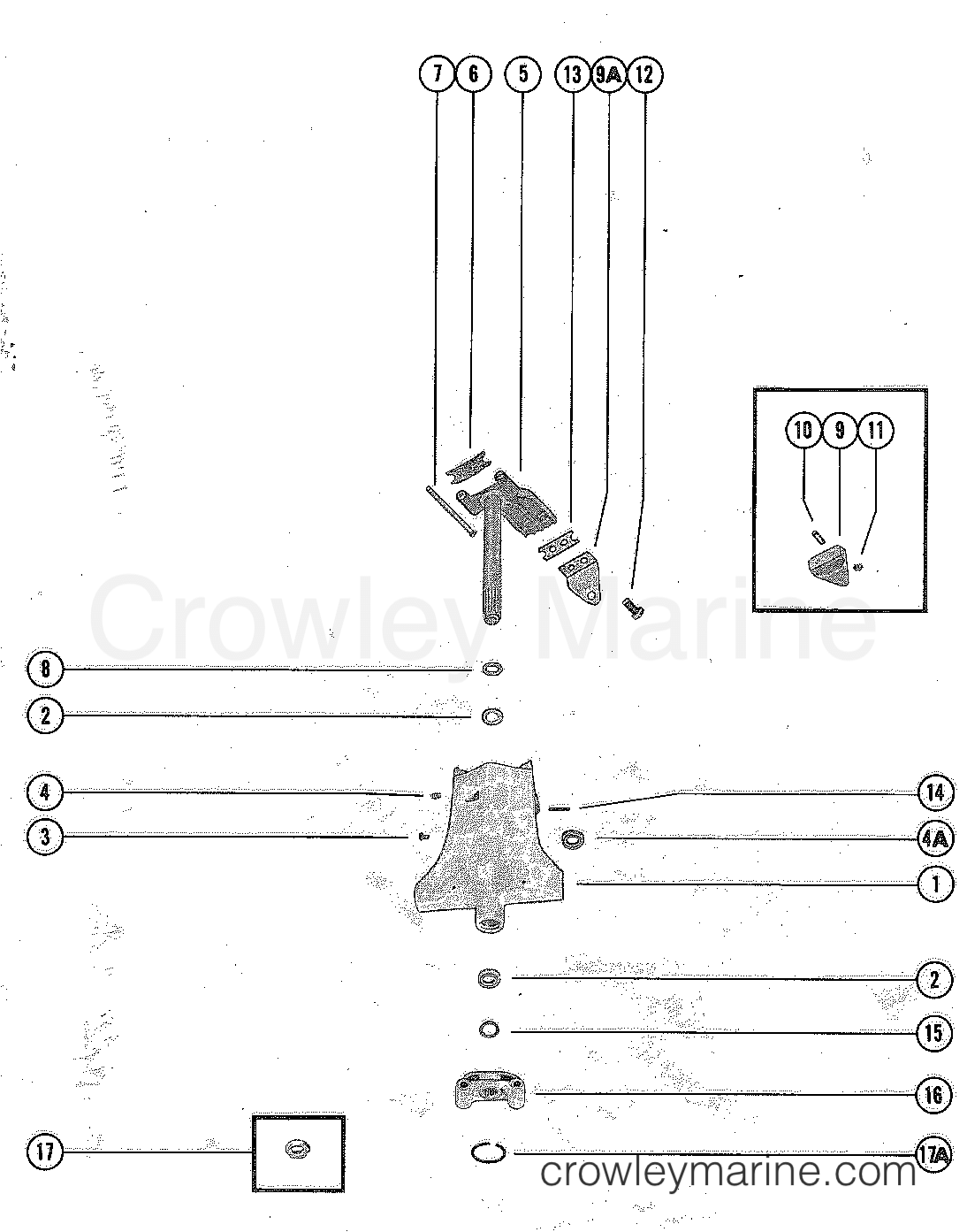 SWIVEL BRACKET ASSEMBLY 1976 Outboard 50 1500206 Crowley Marine