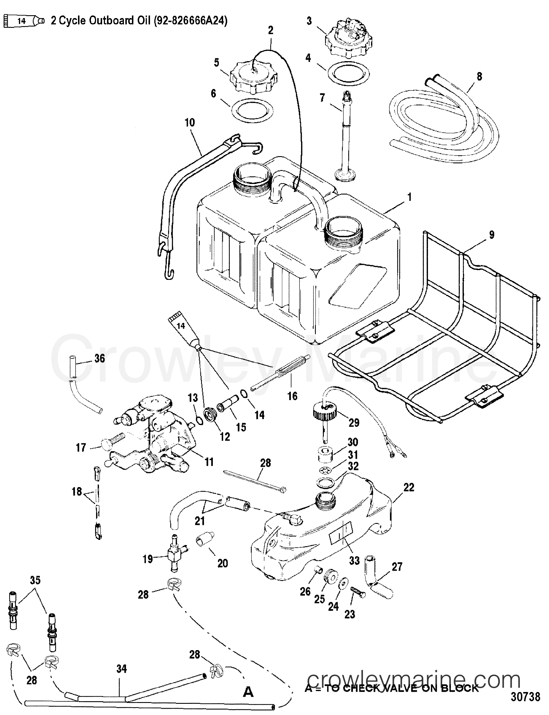 OIL INJECTION COMPONENTS 2000 Outboard 150EFI [CXL] 7150424JD
