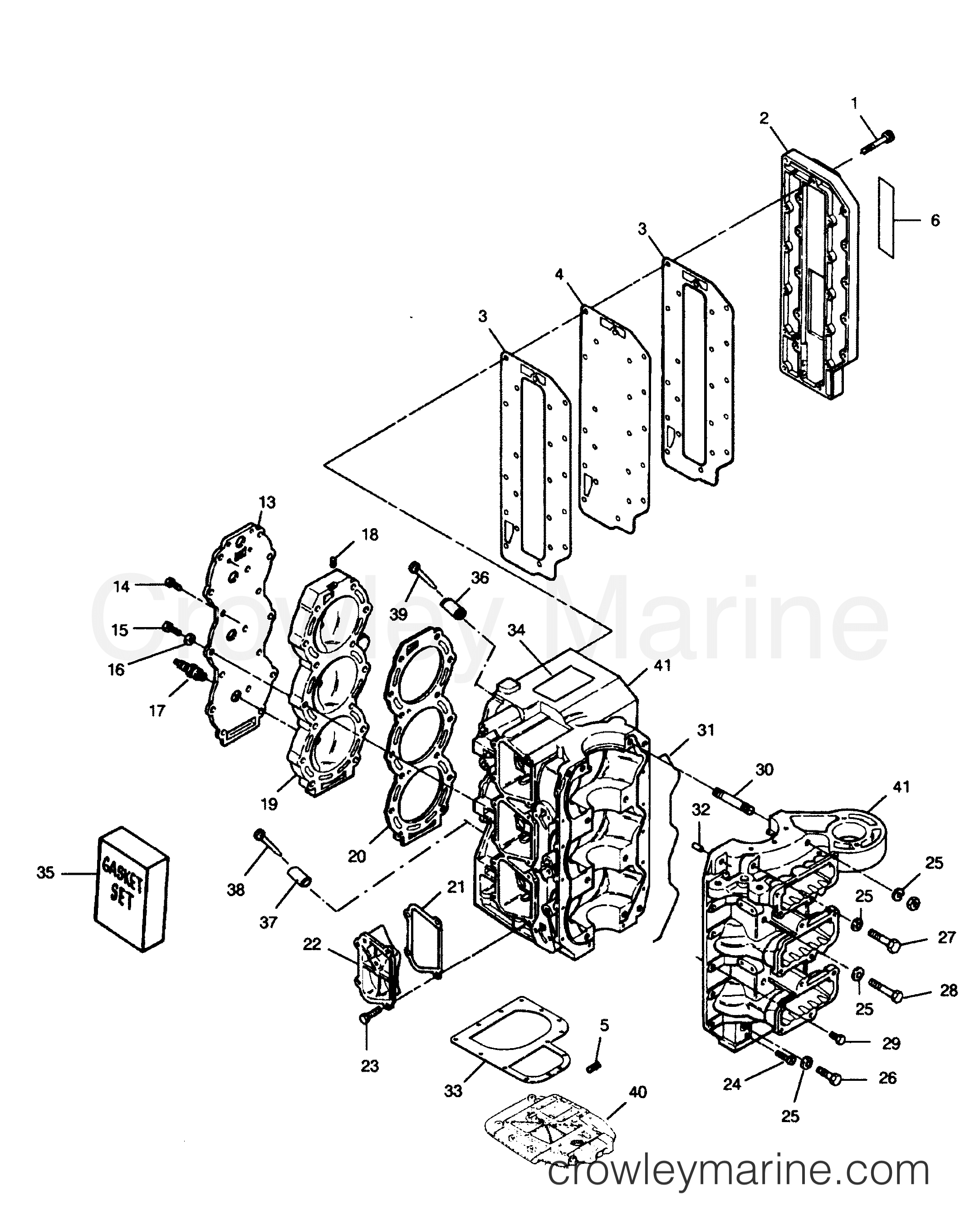 1991 Outboard 90 - 908E91A [Force] - POWER HEAD