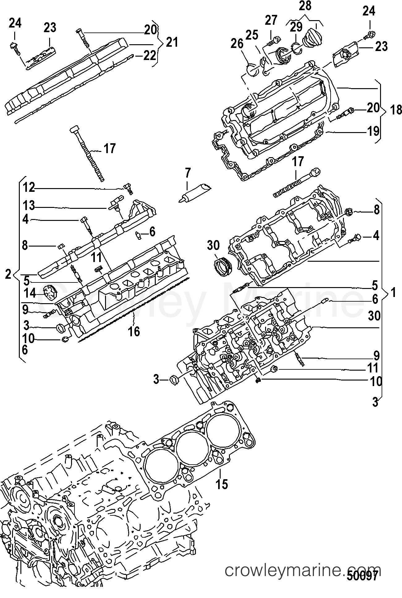 2012 Inboard Engine 3.0L TDI - 3D300005D - CYLINDER HEAD, W/ COVER