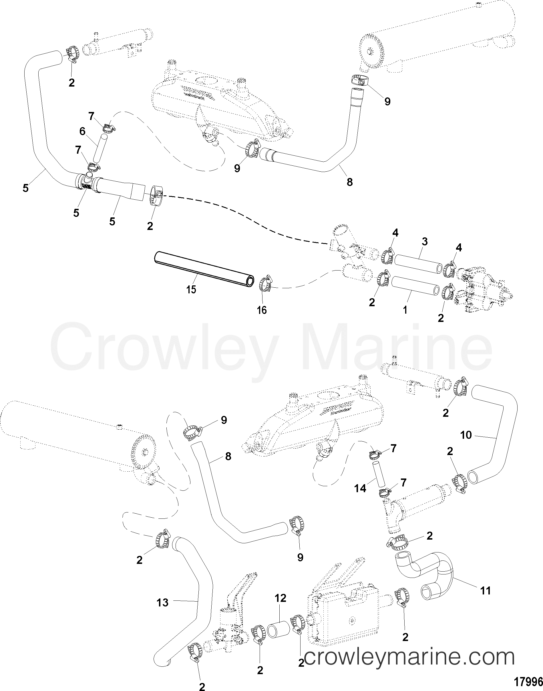 1998 Inboard Engine 8.1L HO [MPI] - 308100521 - RAW WATER COOLING SYSTEM