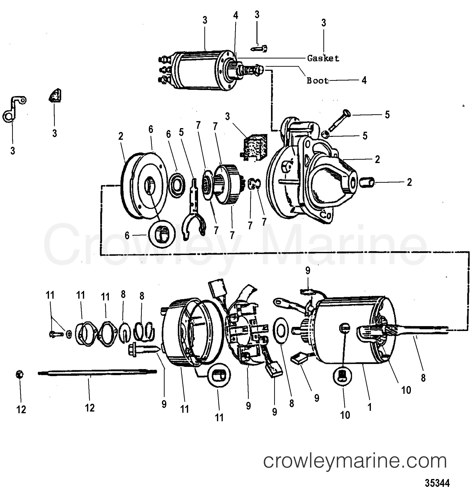 1998 Inboard Engine 5.7L [CARB] - 331B729LS - STARTER MOTOR(MANDO)