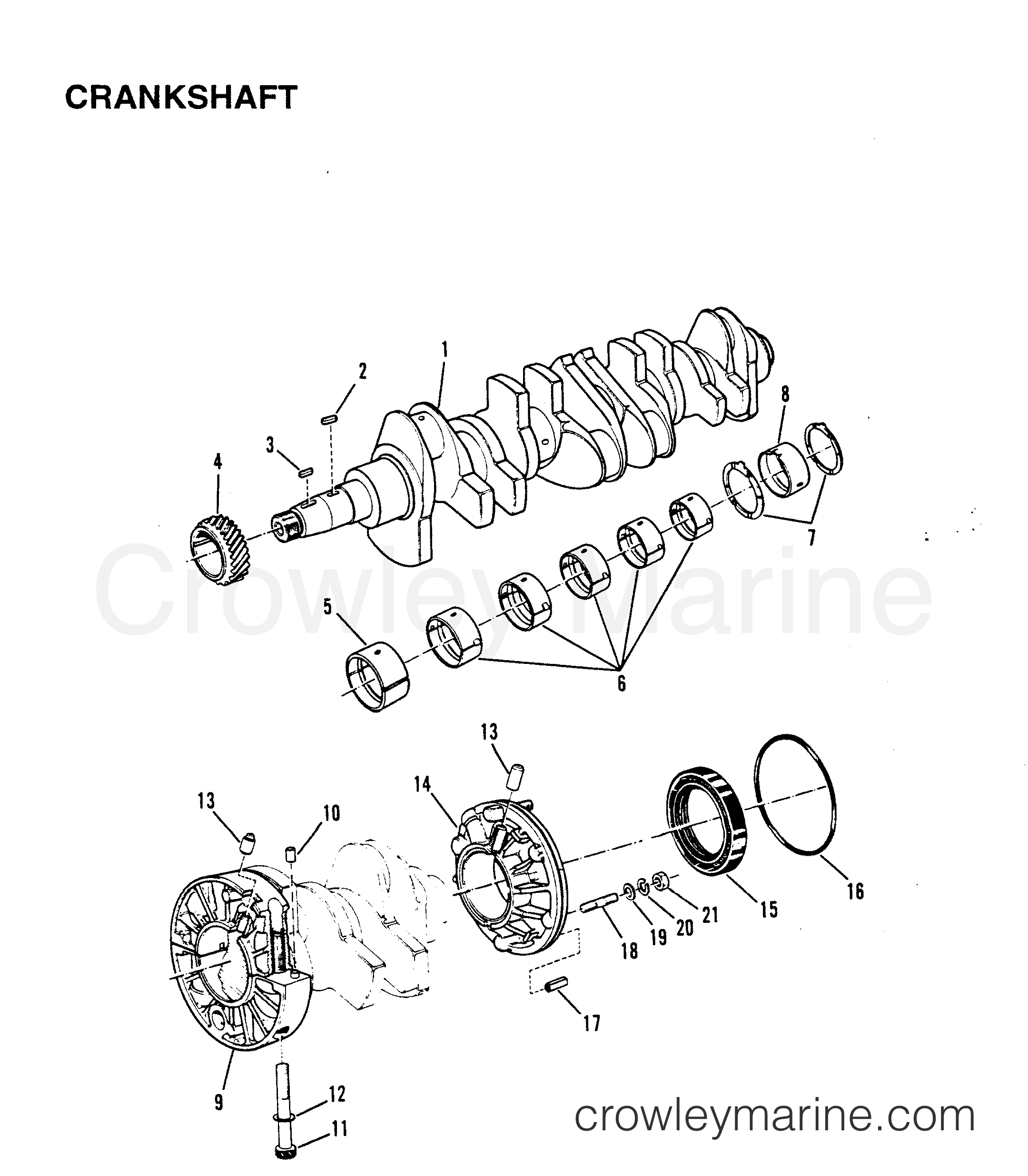 1990 Inboard Engine 642D - 34232B9CD - CRANKSHAFT