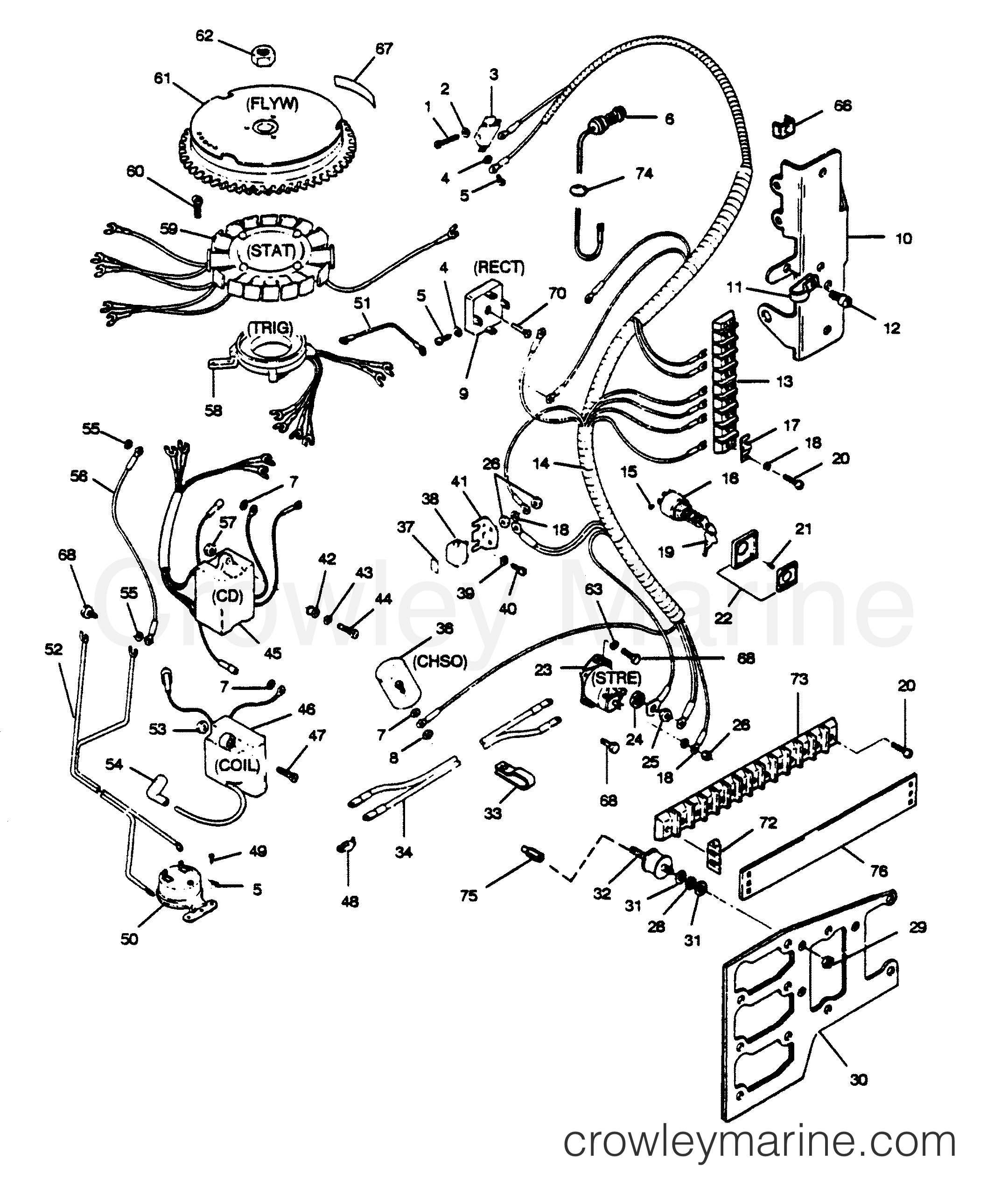 1989 Outboard 125 - H1258F89B [B] - ELECTRICAL COMPONENTS