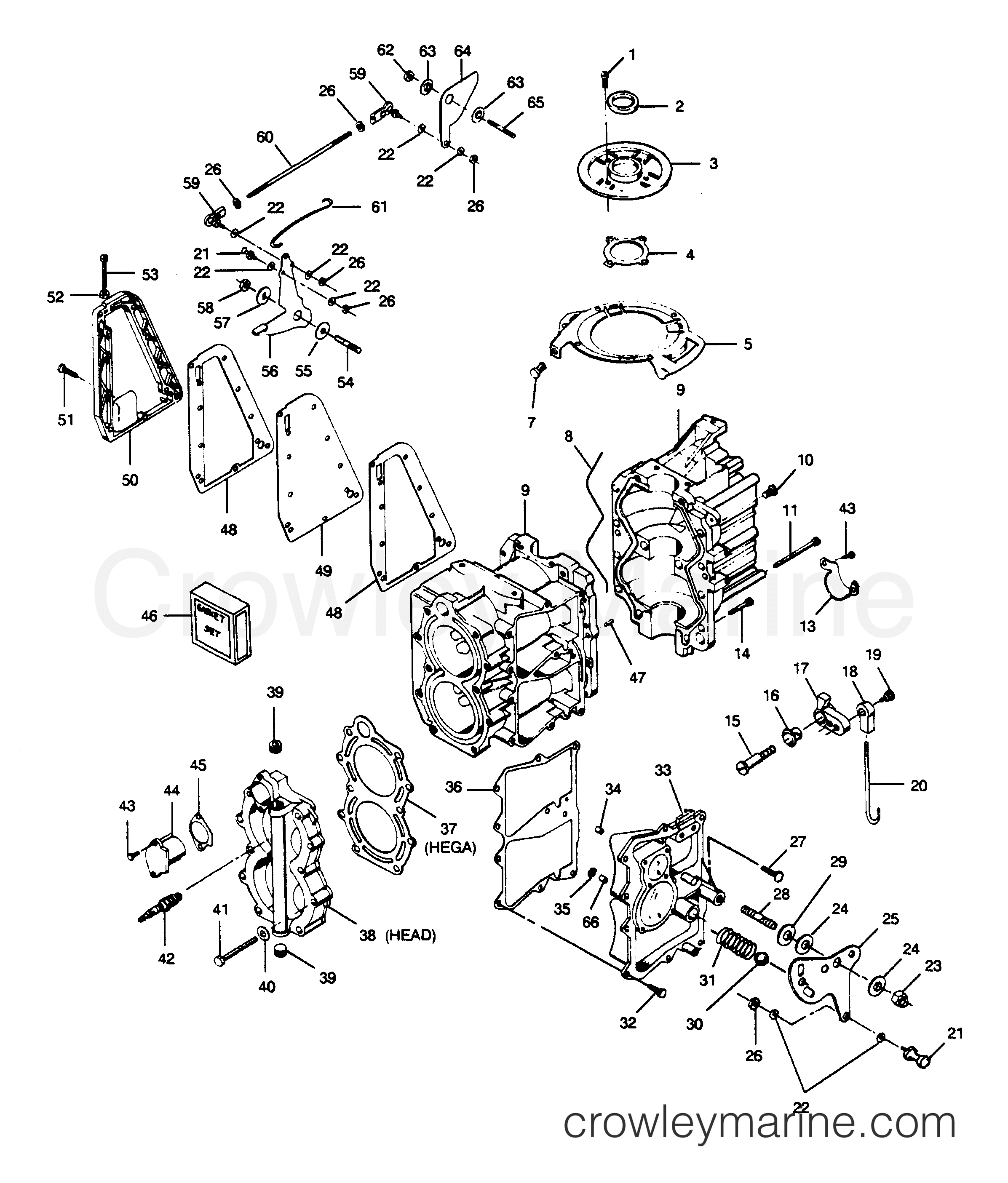 1990 Outboard 35 - 352F90B [Force] - POWER HEAD