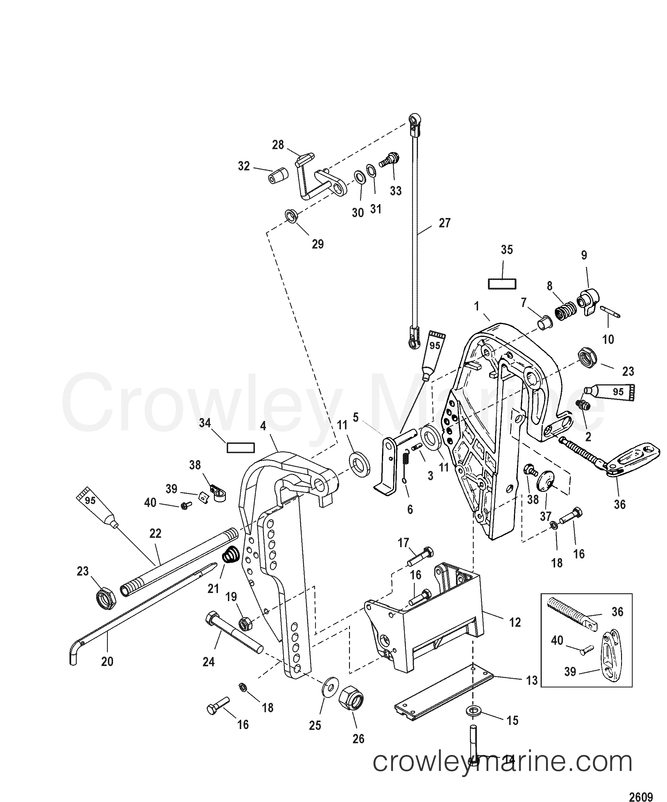 1999 Mariner Outboard 55 [MLL] - 7055227HB - CLAMP BRACKET(MANUAL) section