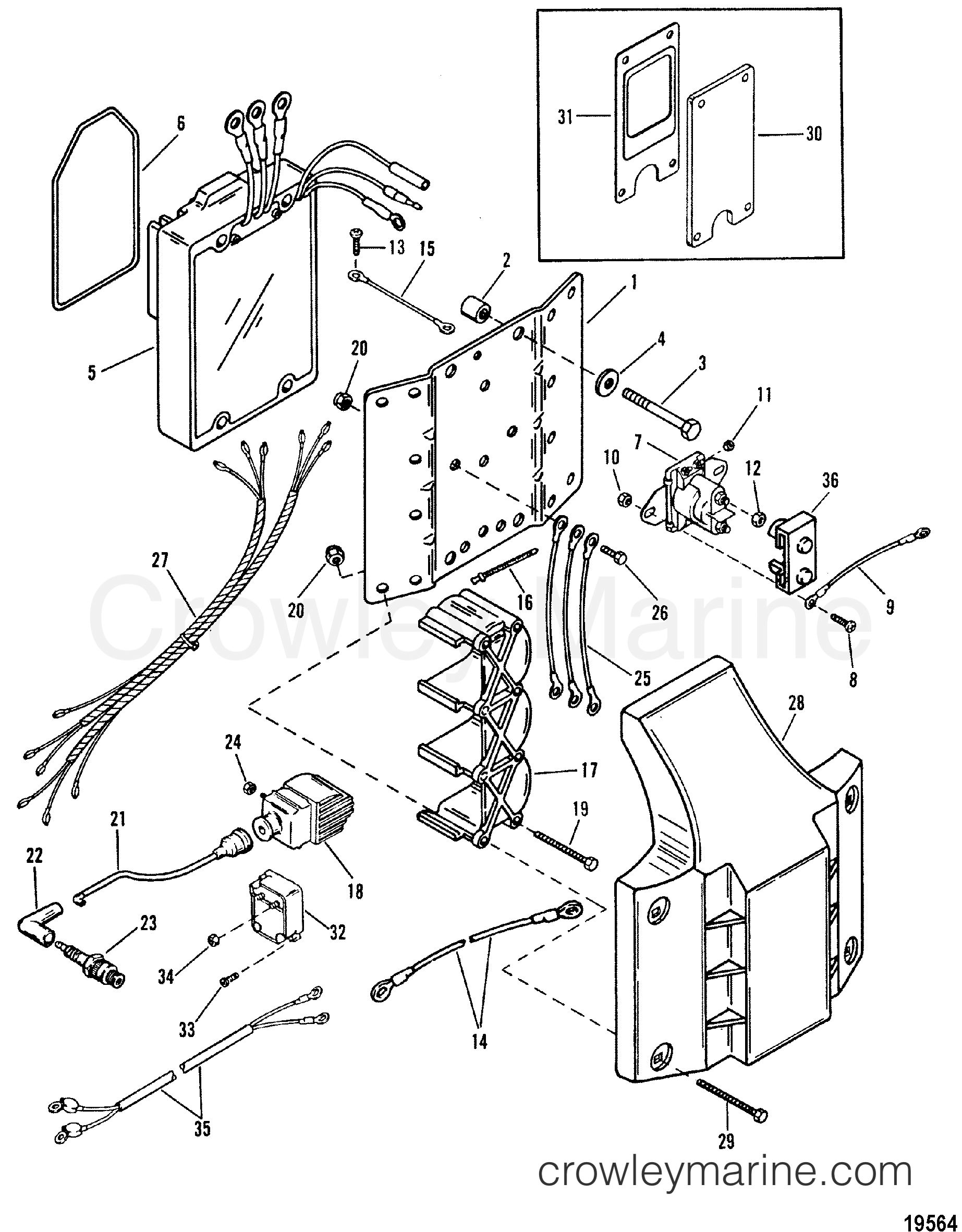 1990 Outboard 175 [XL] - 71754220D - IGNITION COIL/VOLTAGE REGULATOR