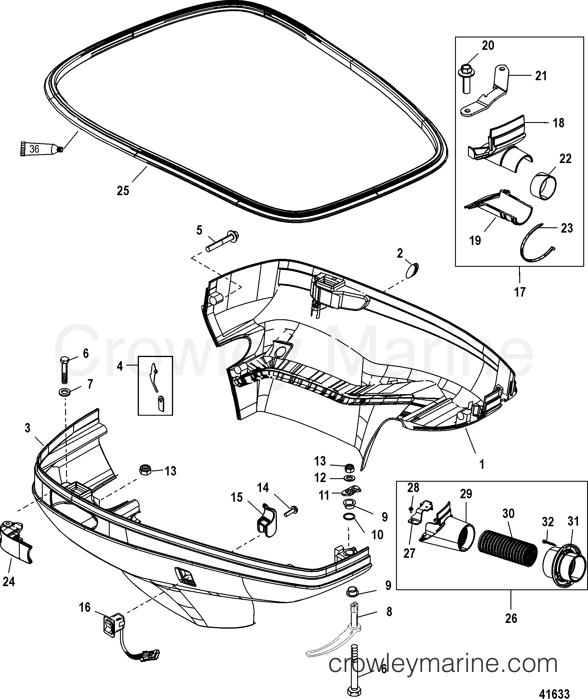 Serial Range Outboard 200 (DFI) 3.0L - 1B912786 & Up - BOTTOM COWL