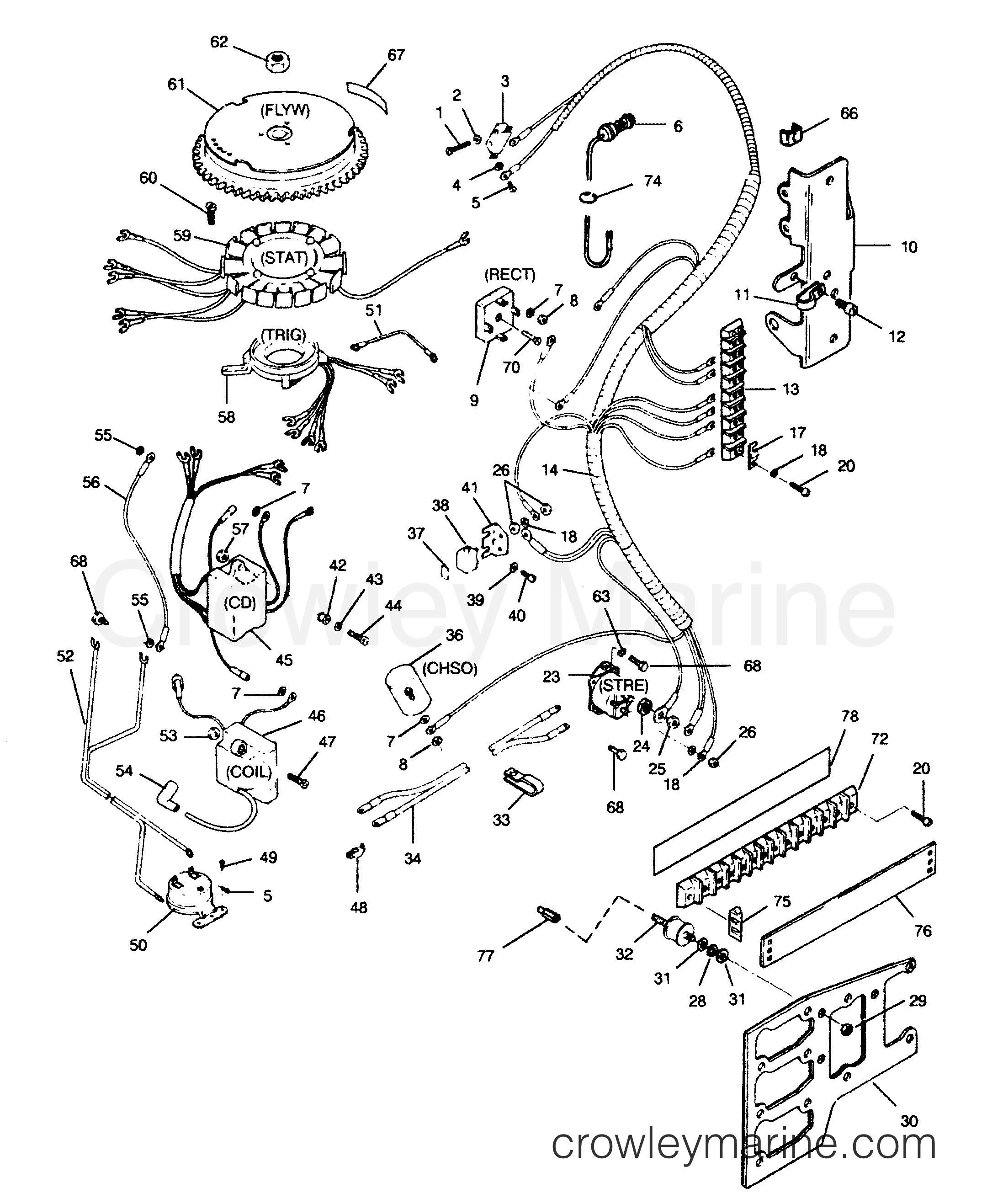 1991 Outboard 90 - 908P91C [Force] - ELECTRICAL COMPONENTS