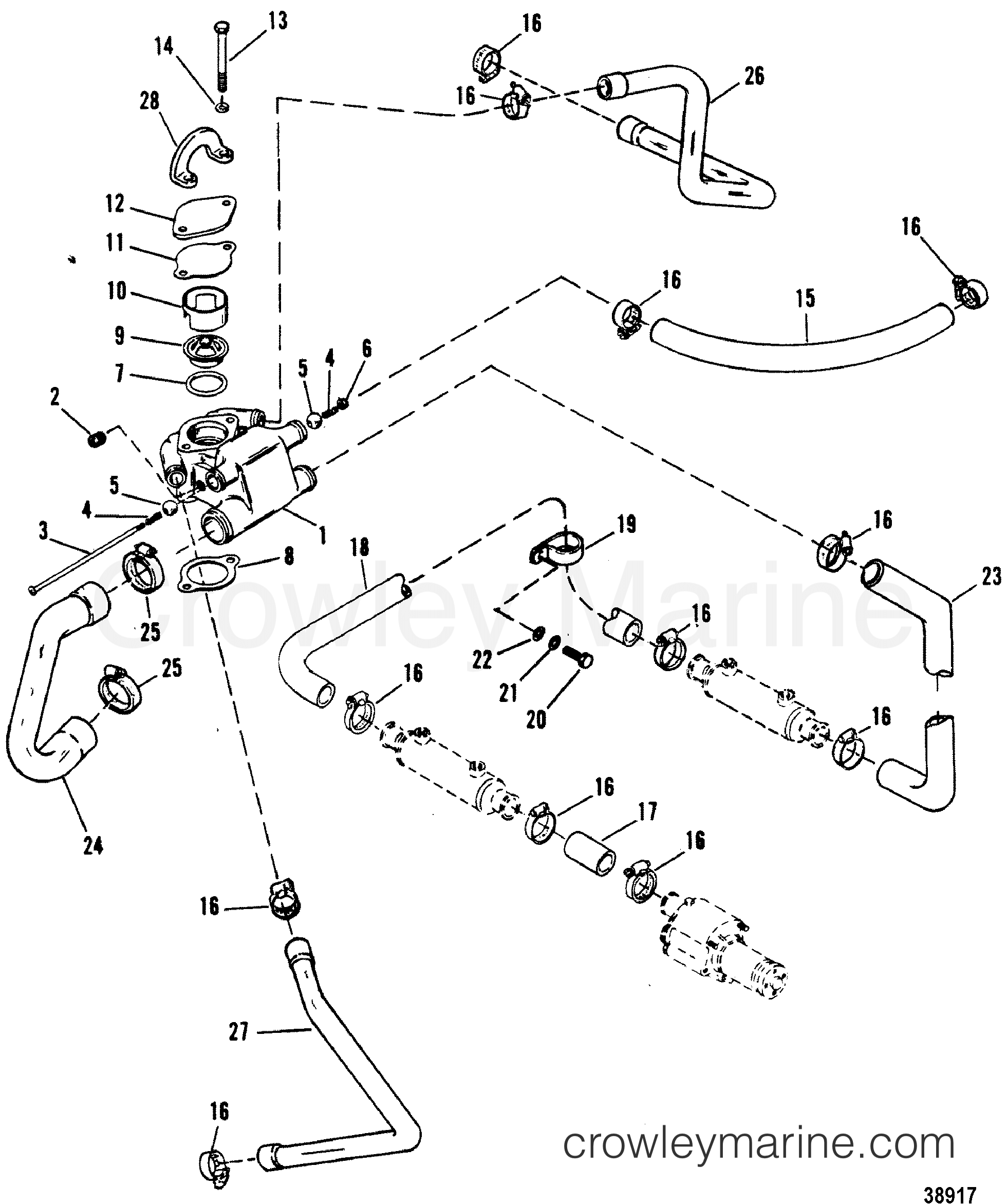 1981 Inboard Engine 340 - 3341901 - THERMOSTAT HOUSING(STANDARD COOLING) NEW DESIGN