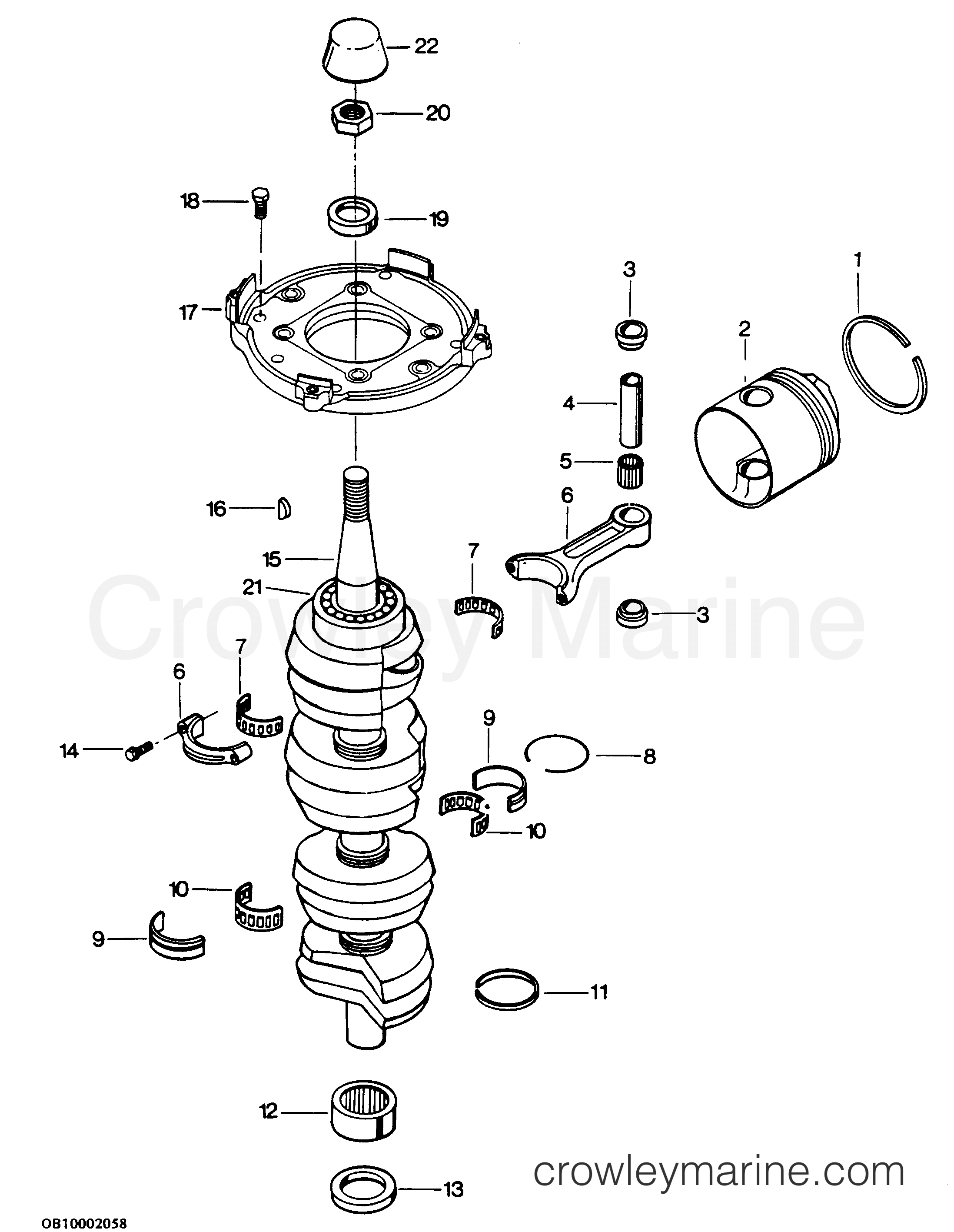1986 Outboard 125 - 1253X6B [Force] - CRANKSHAFT AND PISTON