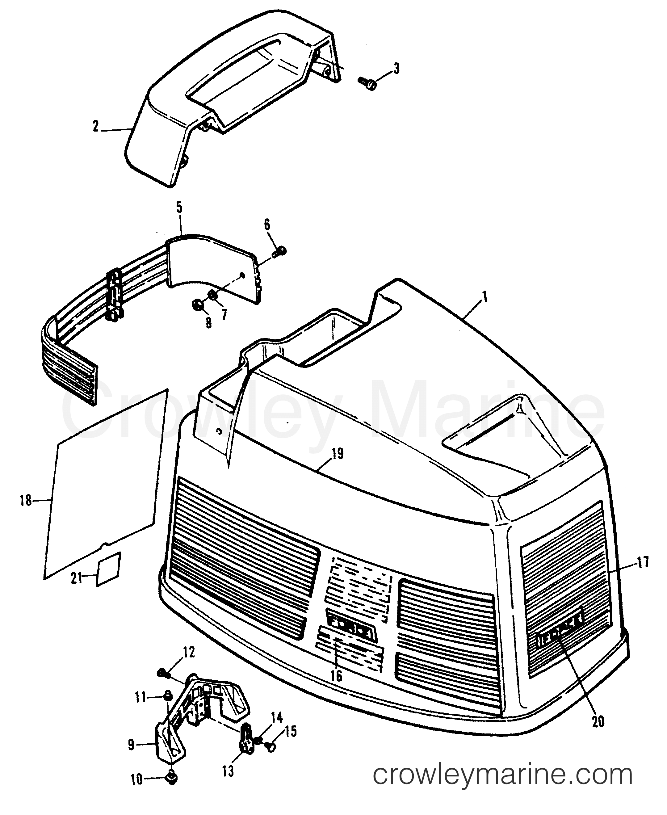 1990 Outboard 150 - H1501F90D [D] - TOP COWL COMPONENTS