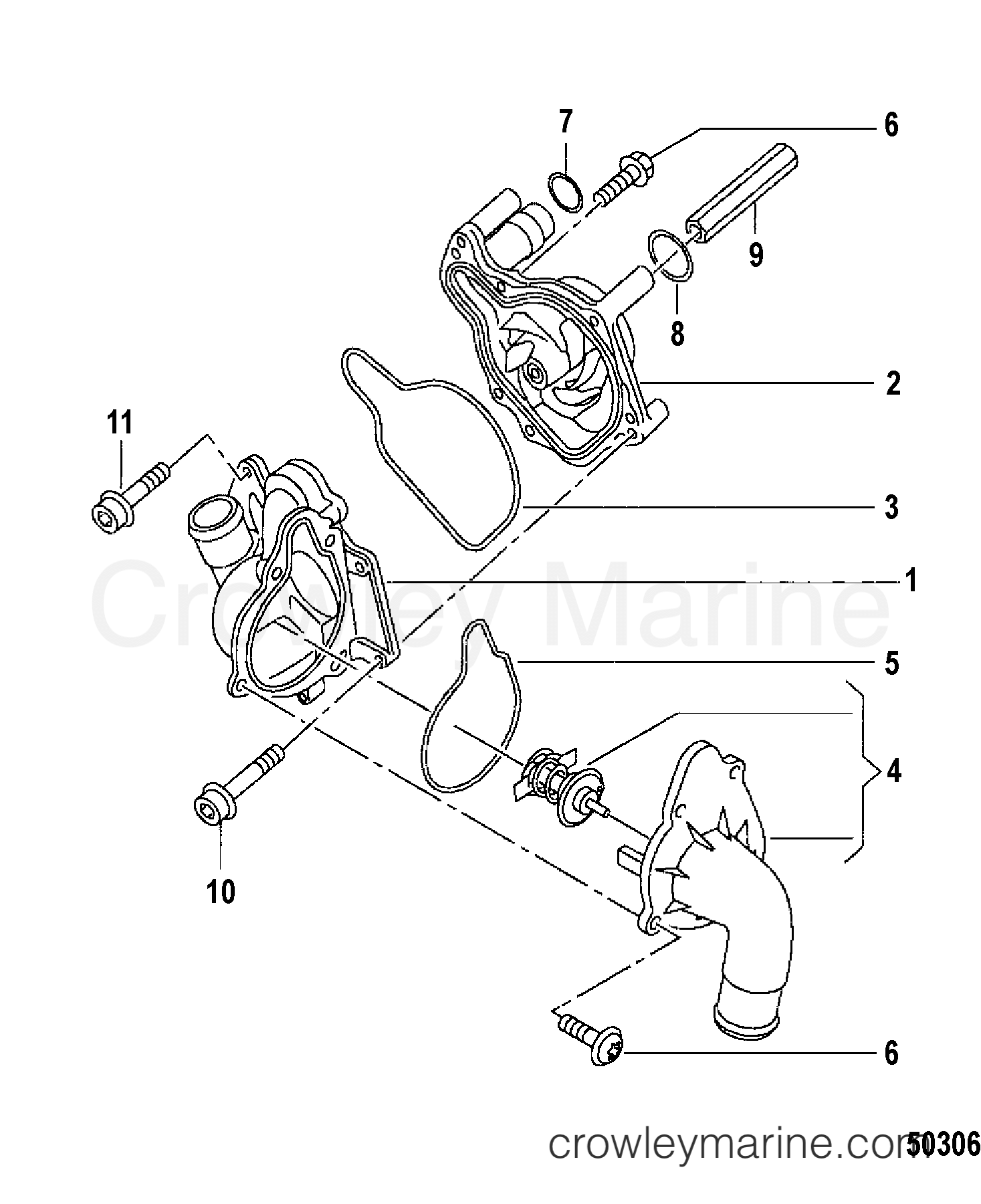 2012 Inboard Engine 4.2L TDI - 3D420012D - WATER PUMP