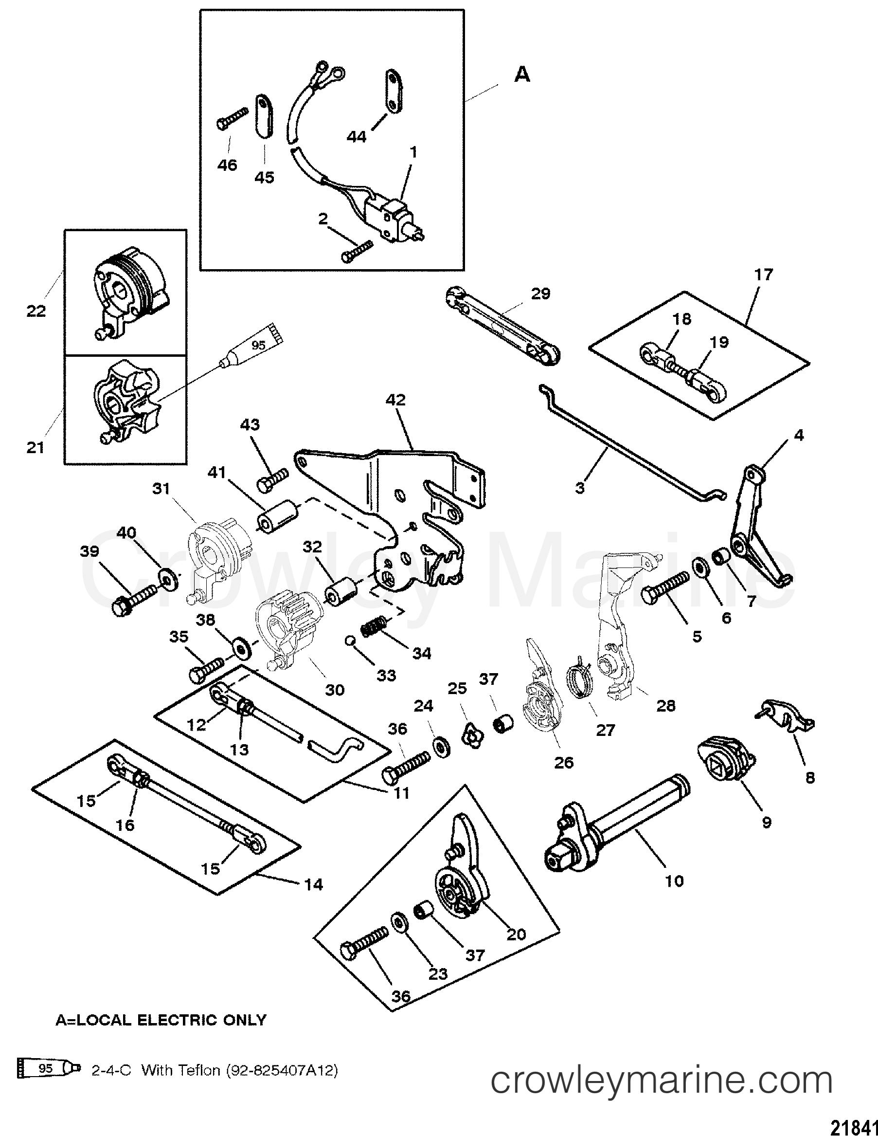 1995 Outboard 25 [EL] - 7025312DT - THROTTLE AND SHIFT LINKAGE(TILLER HANDLE SHIFT)