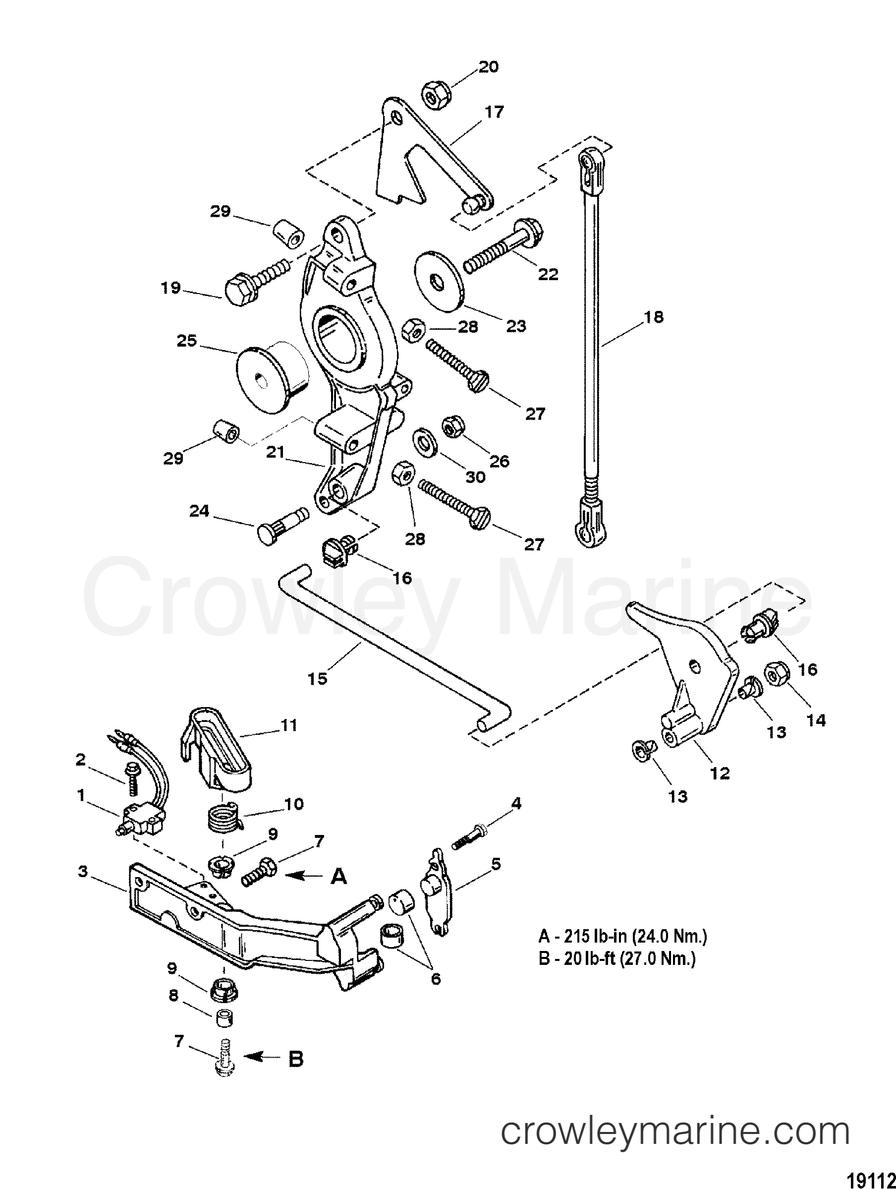 1996 Outboard 225 [L EFI] - 7225413ET - ANCHOR BRACKET/THROTTLE LINKAGE