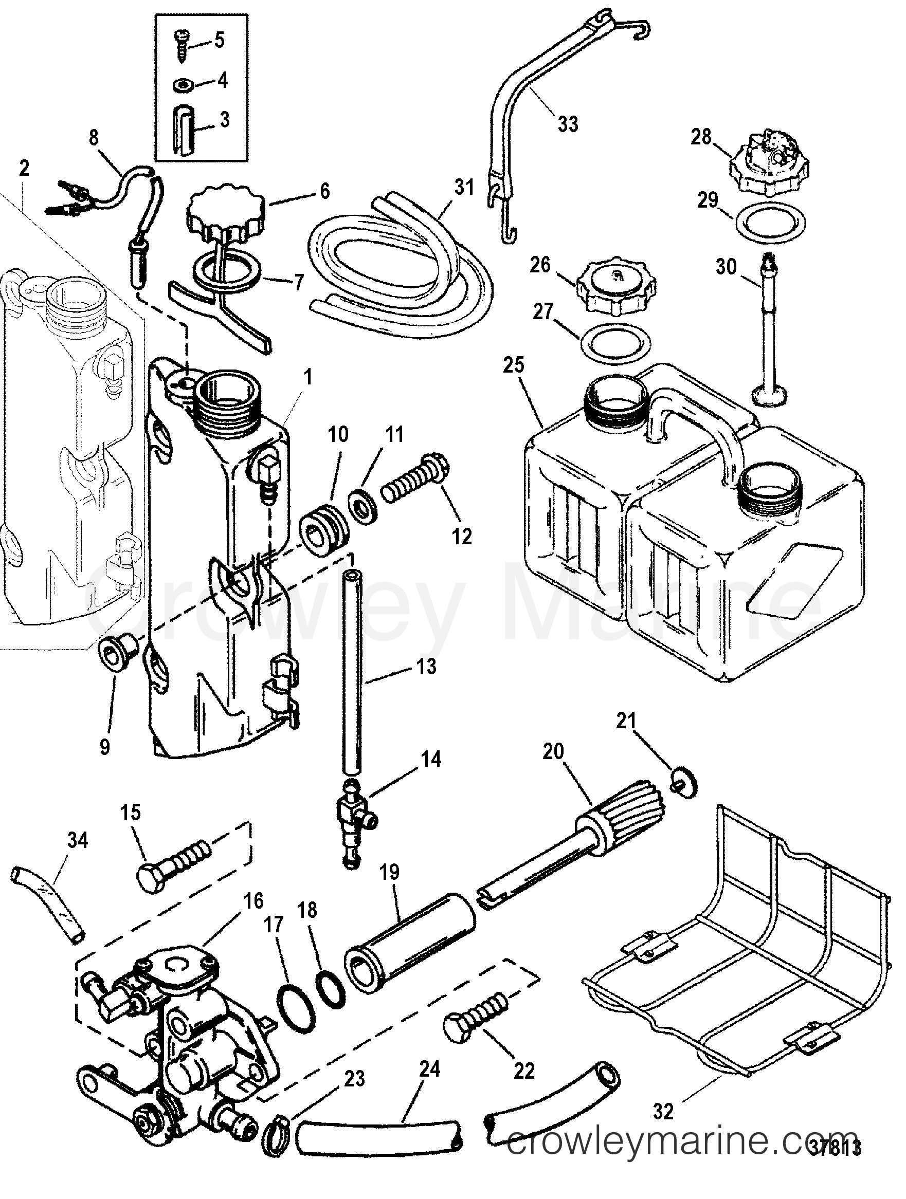 OIL INJECTION COMPONENTS - 1995 Mariner Outboard 225 [L ... 50 hp johnson outboard 1973 wiring diagram 