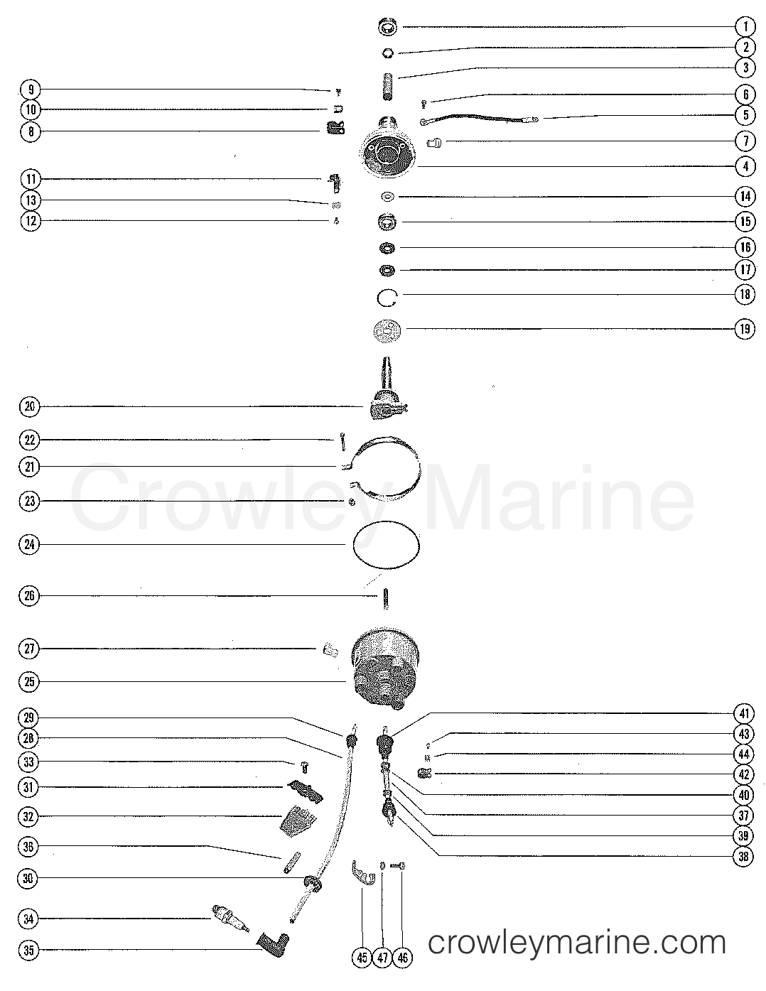 DISTRIBUTOR HOUSING AND ROTOR 1975 Outboard 65 1650505 Crowley Marine