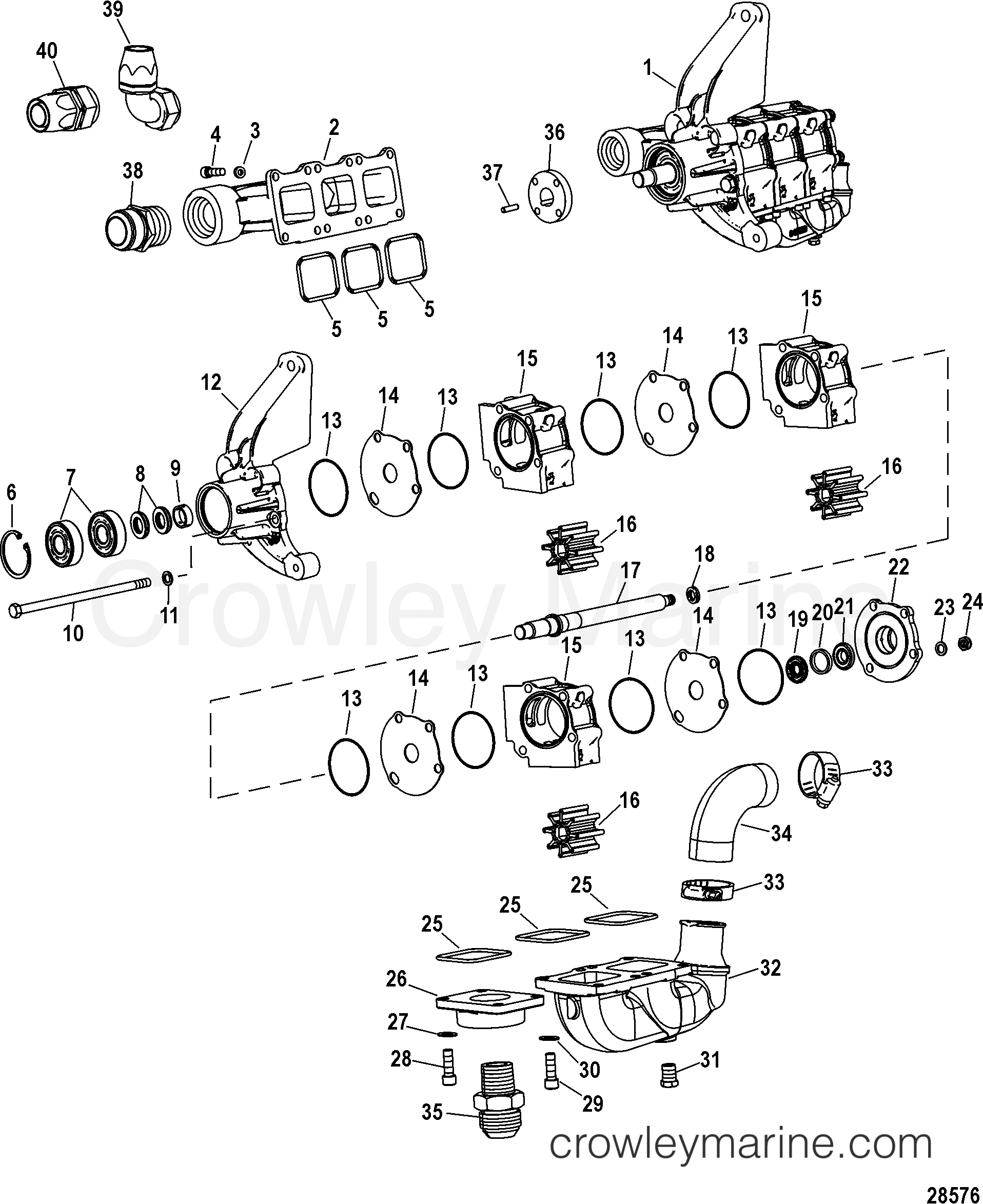 COOLING COMPONENTS(SEA WATER PUMP) 2007 Race Stern Drive 1075 SCI