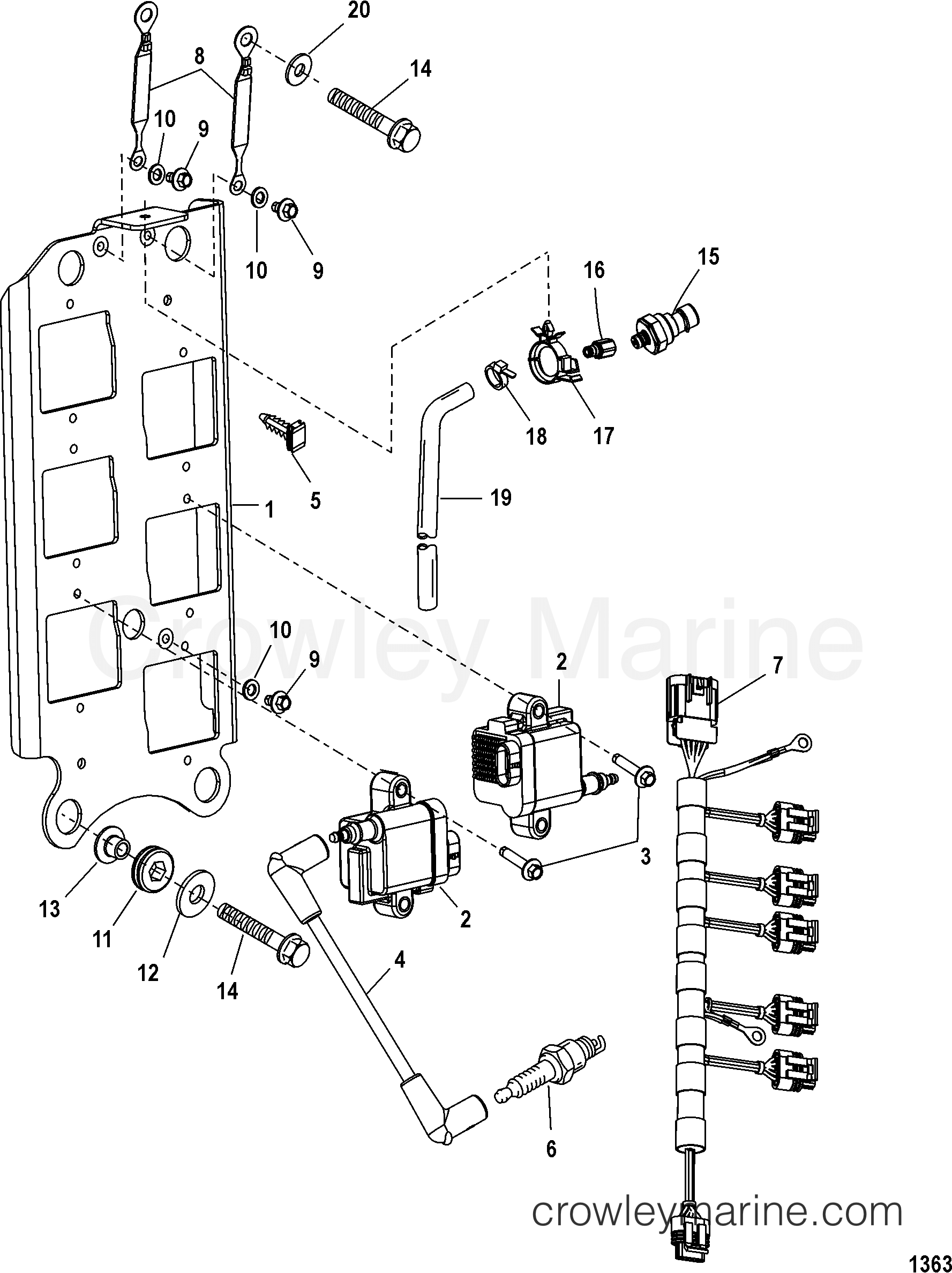 2003 Outboard 225 [XL EFI] - 722542AMF - COIL PLATE