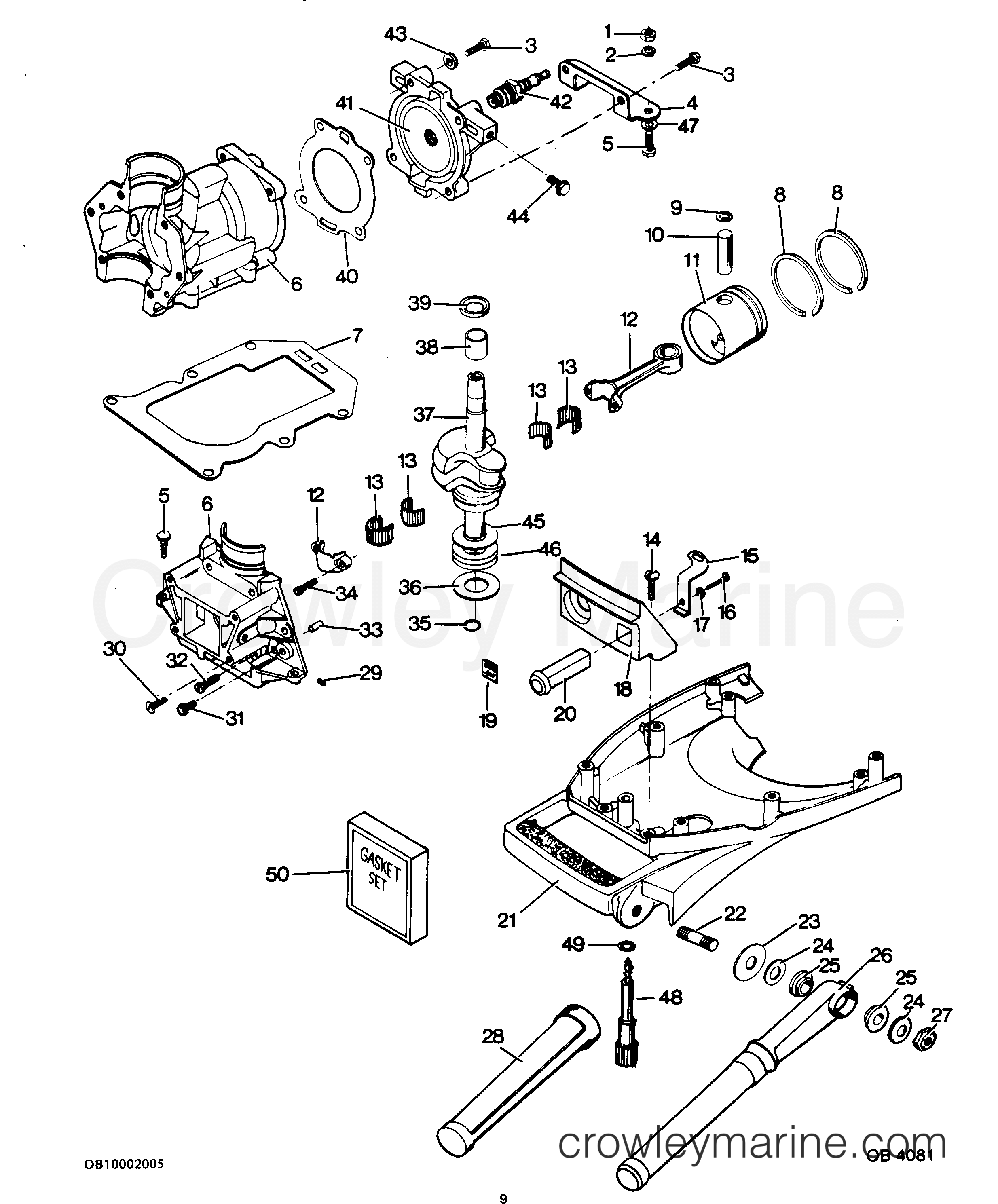 1985 Outboard 4 - 43FC5A [Force] - POWER HEAD & SUPPORT PLATE