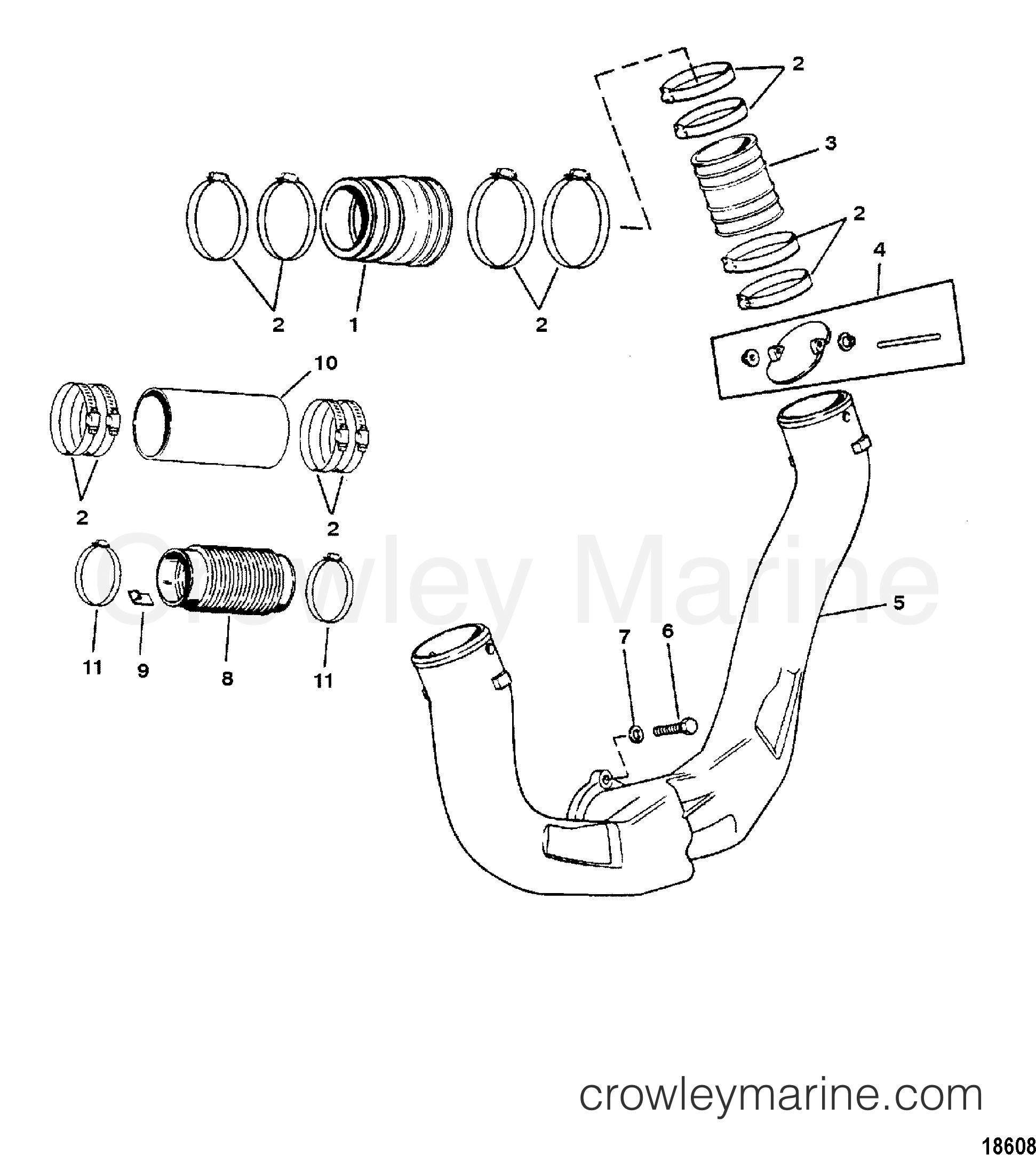 Various Years Rigging Exhaust / Cooling Systems and Extension Kits - 1994 & Up - EXHAUST PIPE KIT