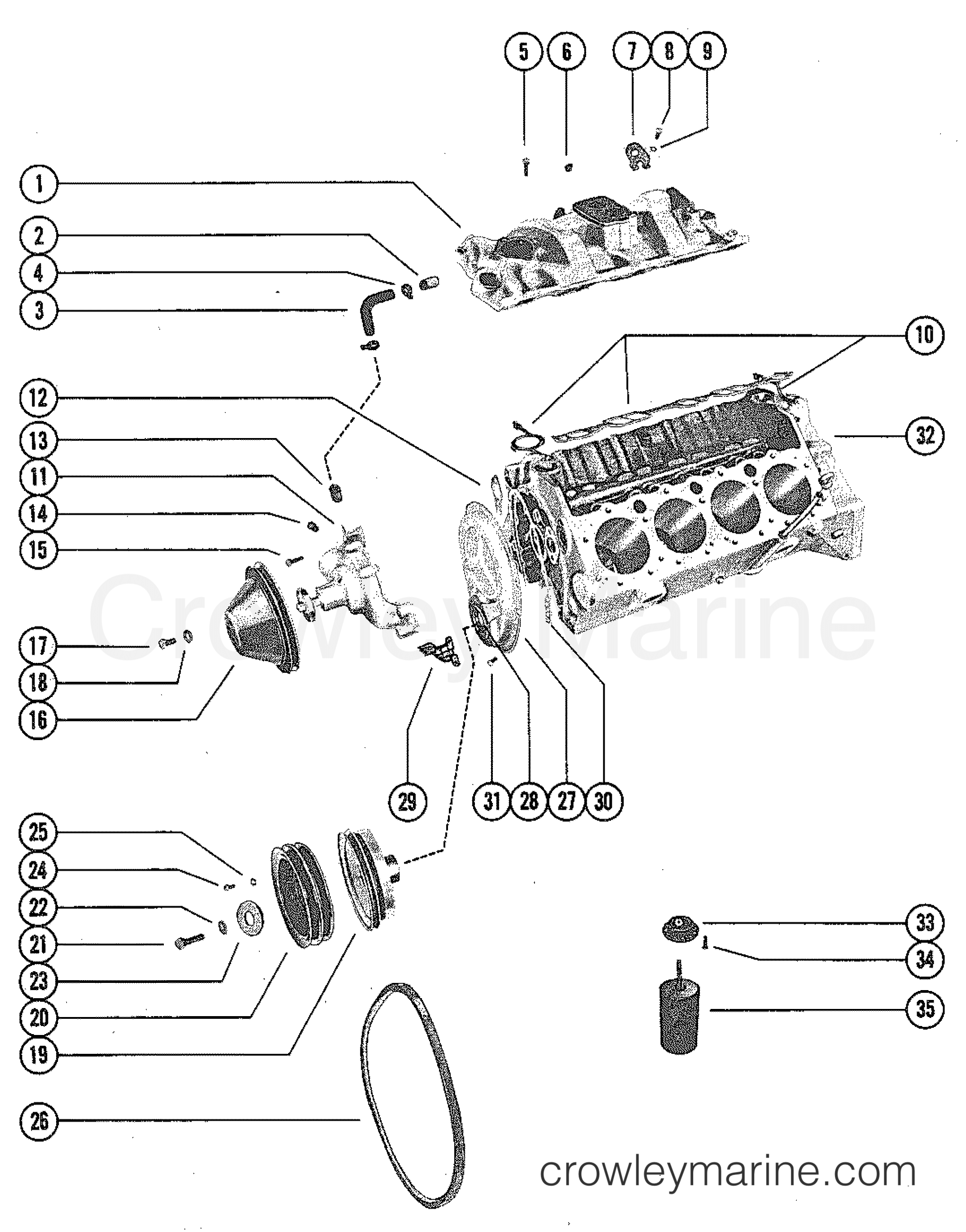 INTAKE MANIFOLD AND WATER PUMP 1982 Stern Drive 330 03307332
