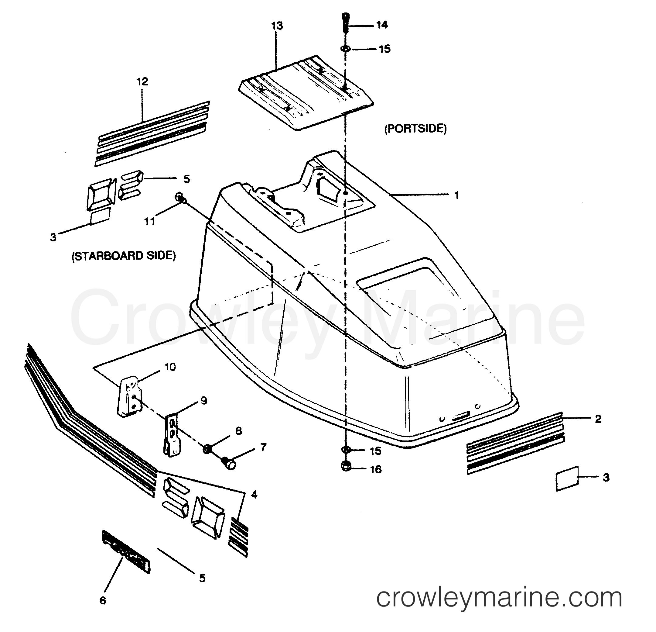 1988 Outboard 50 - 507T8B [Force] - ENGINE COVER FORCE MODELS