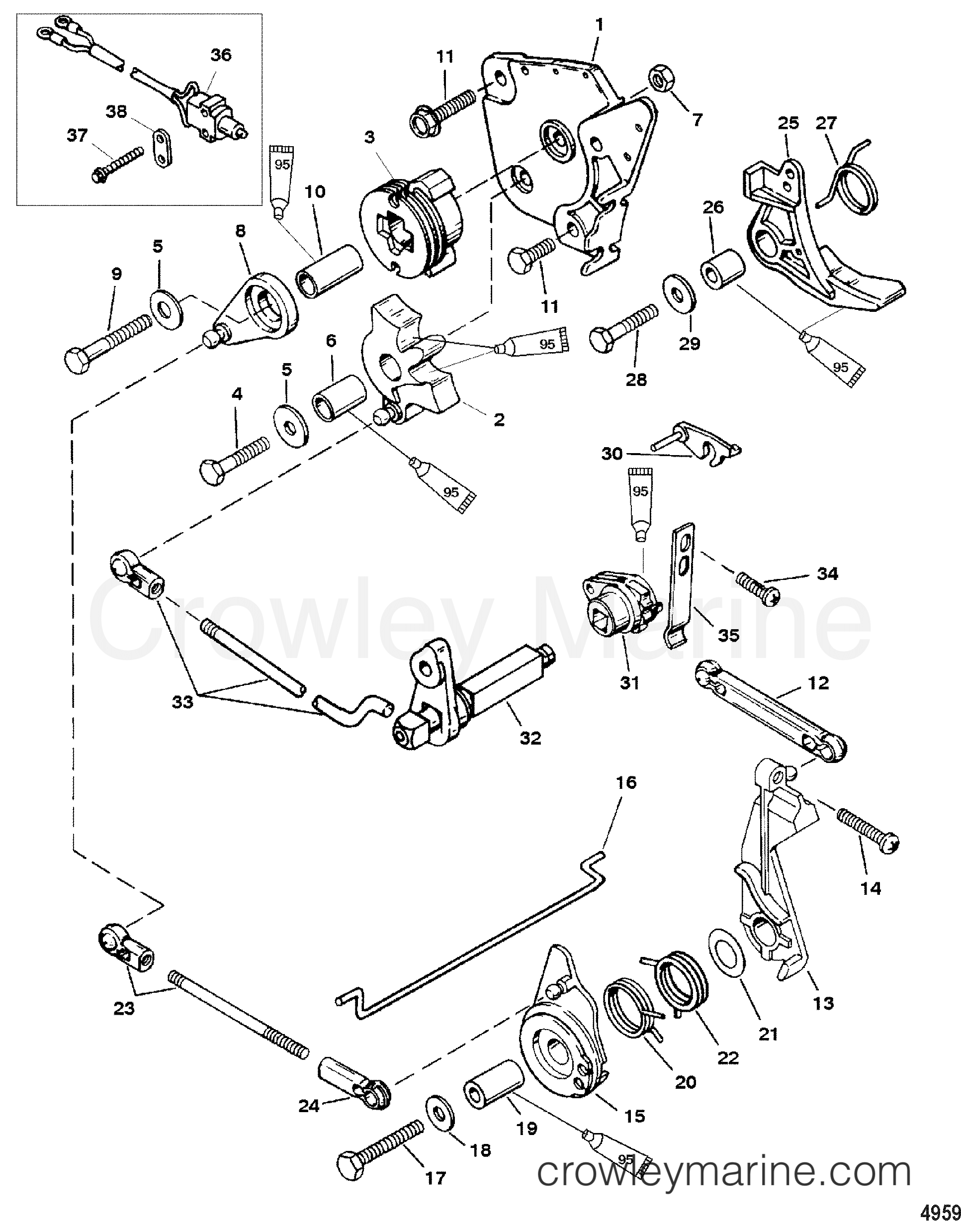 2003 Outboard 8 [ML] - 7008213MB - THROTTLE AND SHIFT LINKAGE