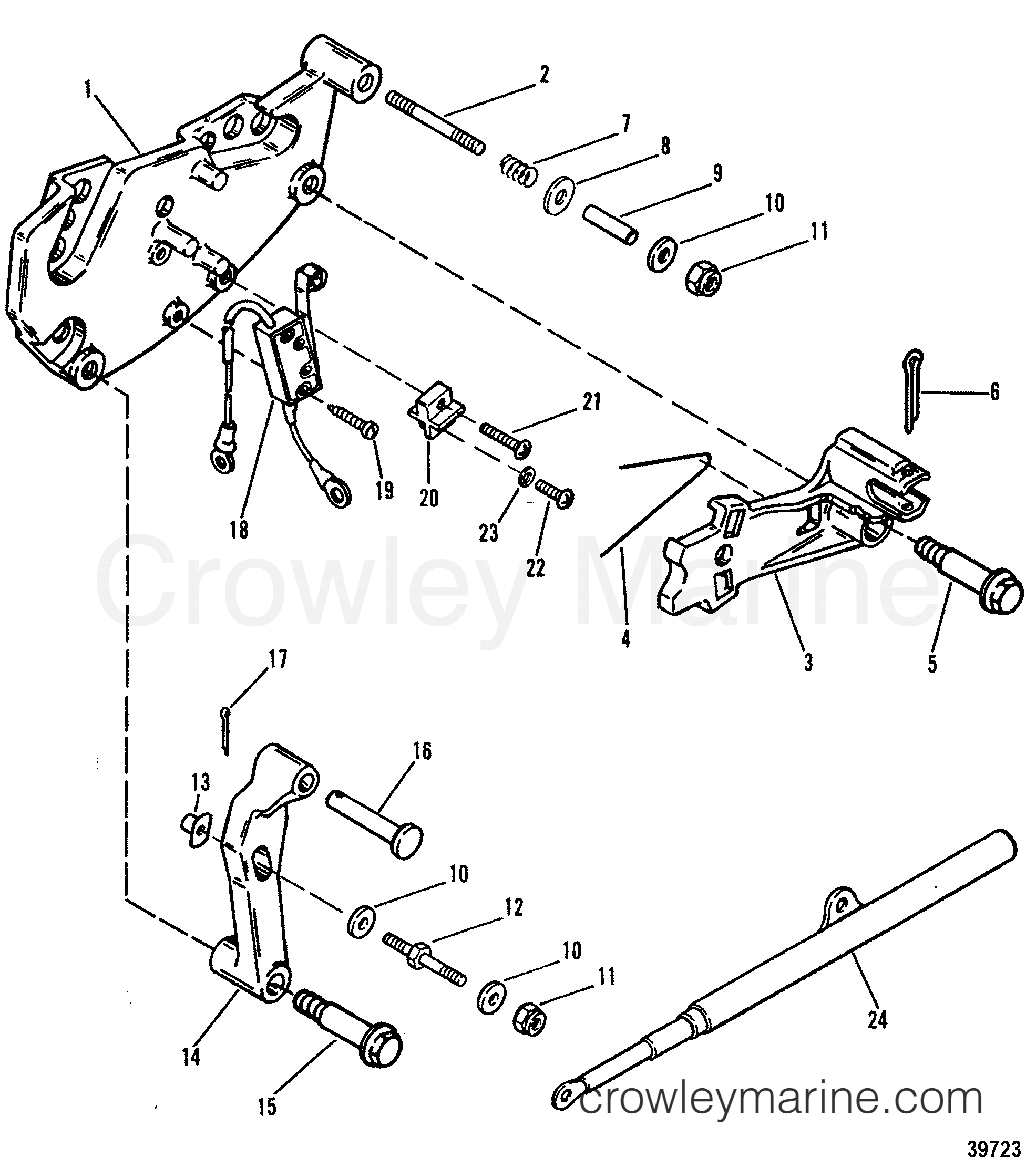 Serial Range Stern Drive 4.3L (GEN II) (2 BBL.) GM 262 V-6 1992-1993 - 0D714107 THRU 0F000877 - SHIFT BRACKET