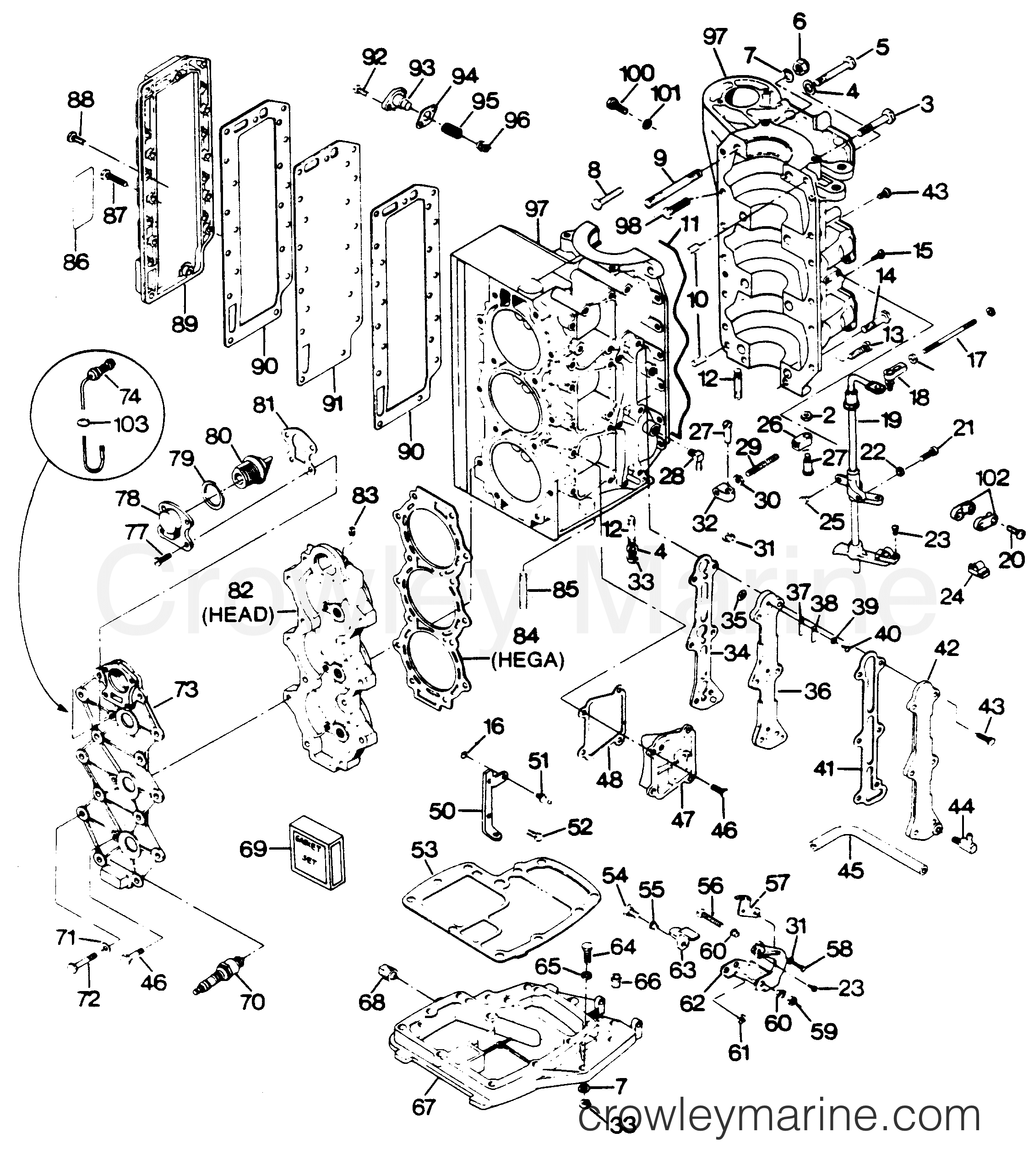1988 Outboard 85 - 856X8B [Force] - POWER HEAD
