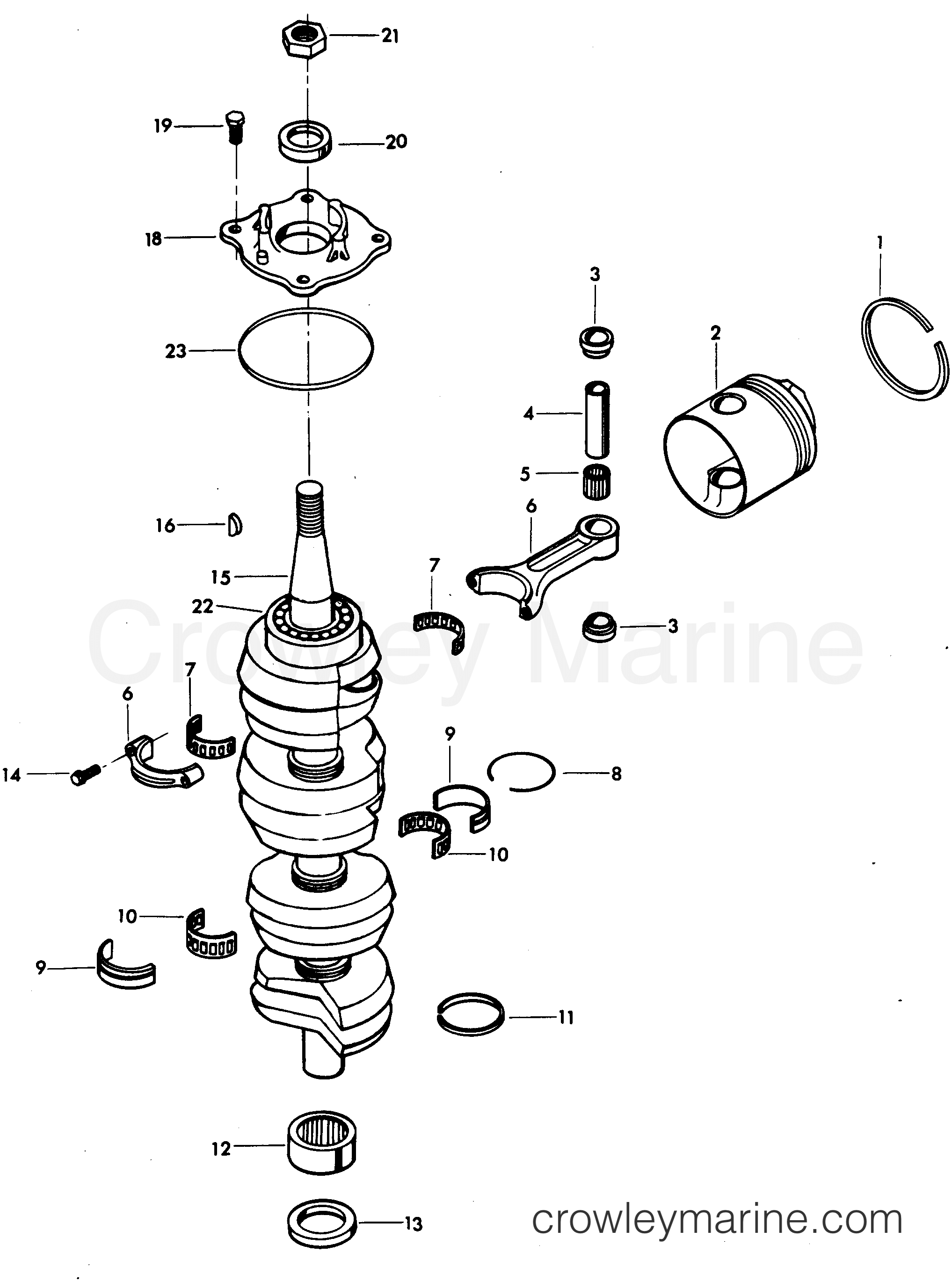 1978 Outboard 115 - 1157B8A - CRANKSHAFT AND PISTON GROUP