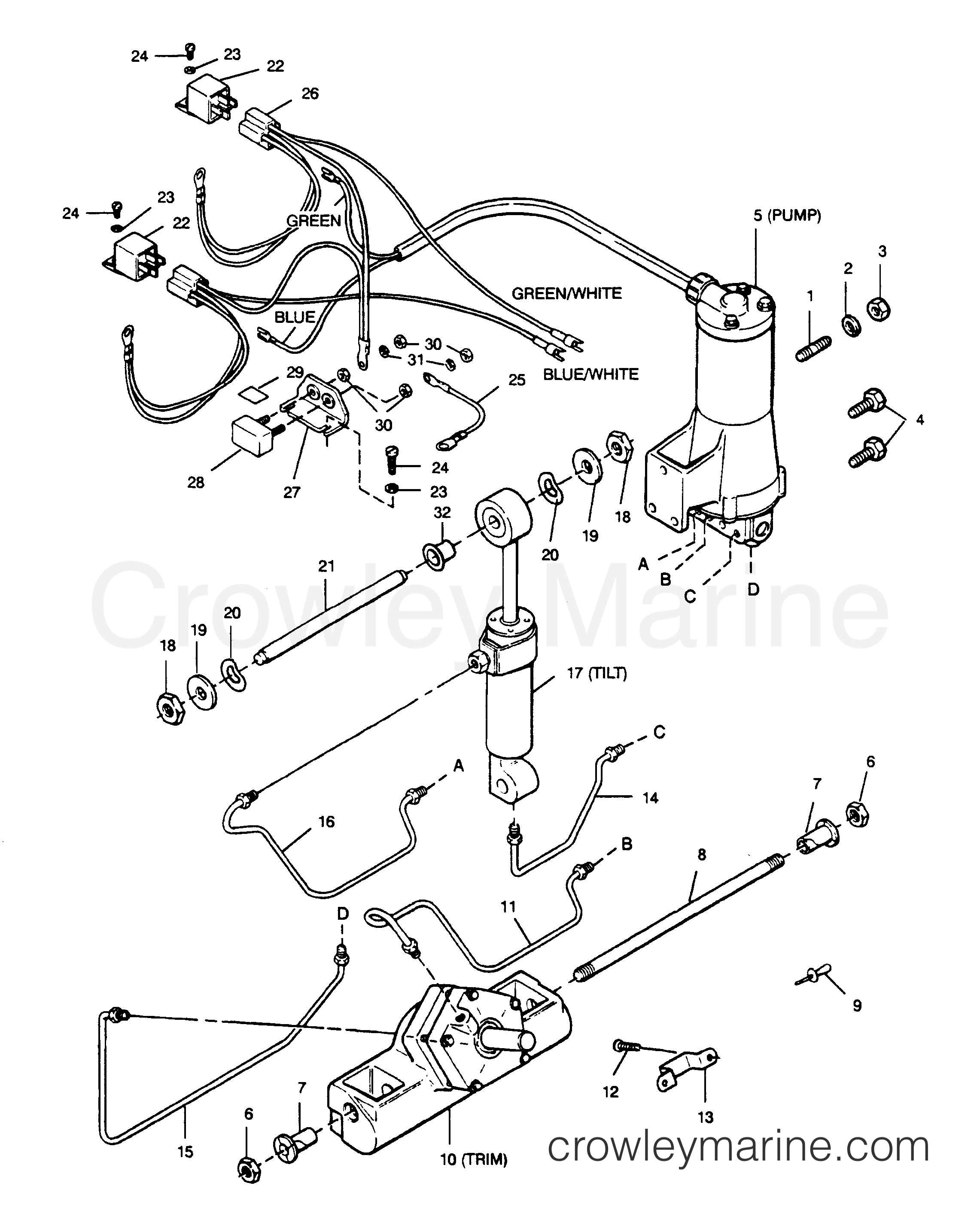 1990 Outboard 90 - 906A90B [Force] - POWER TRIM UNIT