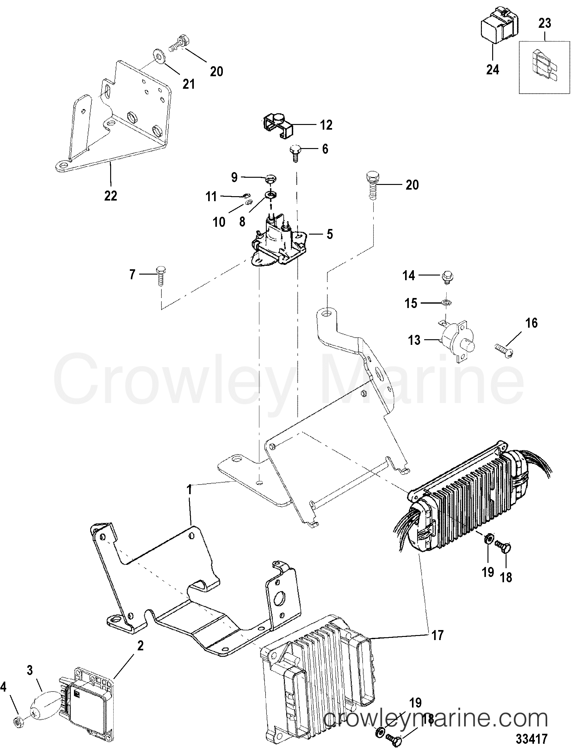 1998 Inboard Engine 7.4L [MPI] - 3544189LS - ELECTRICAL BRACKET AND COMPONENTS