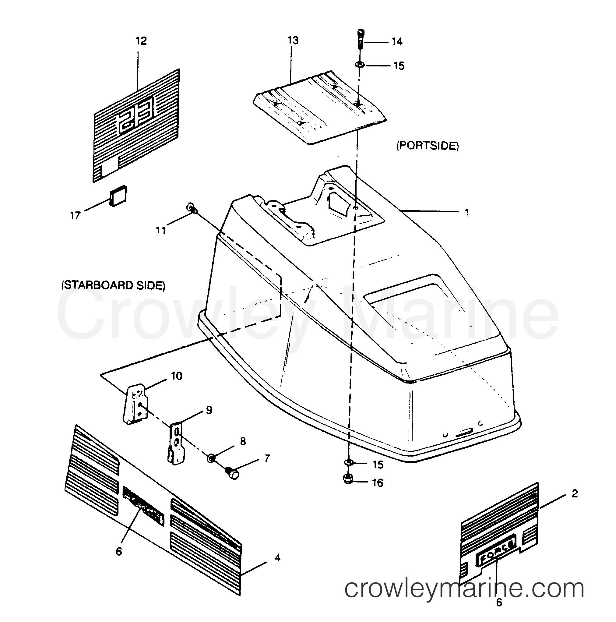1990 Outboard 35 - 357F90A [Force] - ENGINE COVER (BAYLINER MODELS)