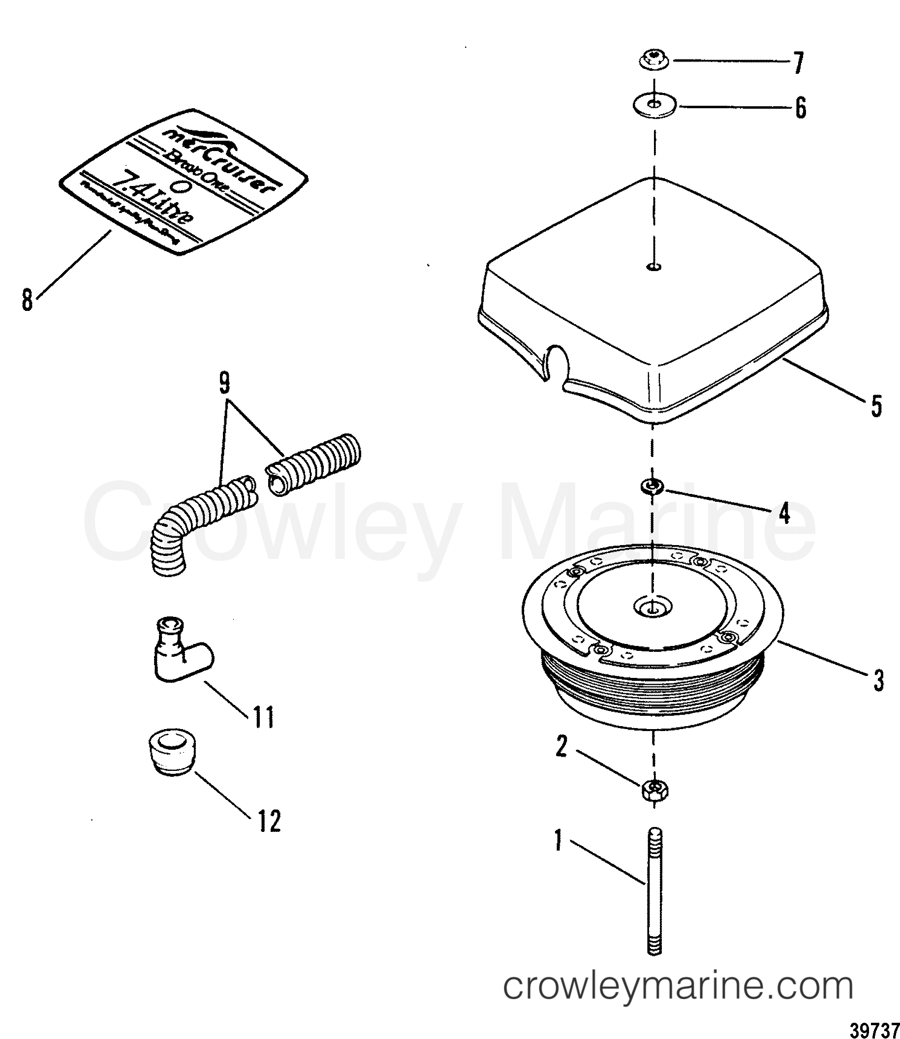 Automotive Mercruiser 7.4 Litre Bravo One Flame Arrestor Decal money