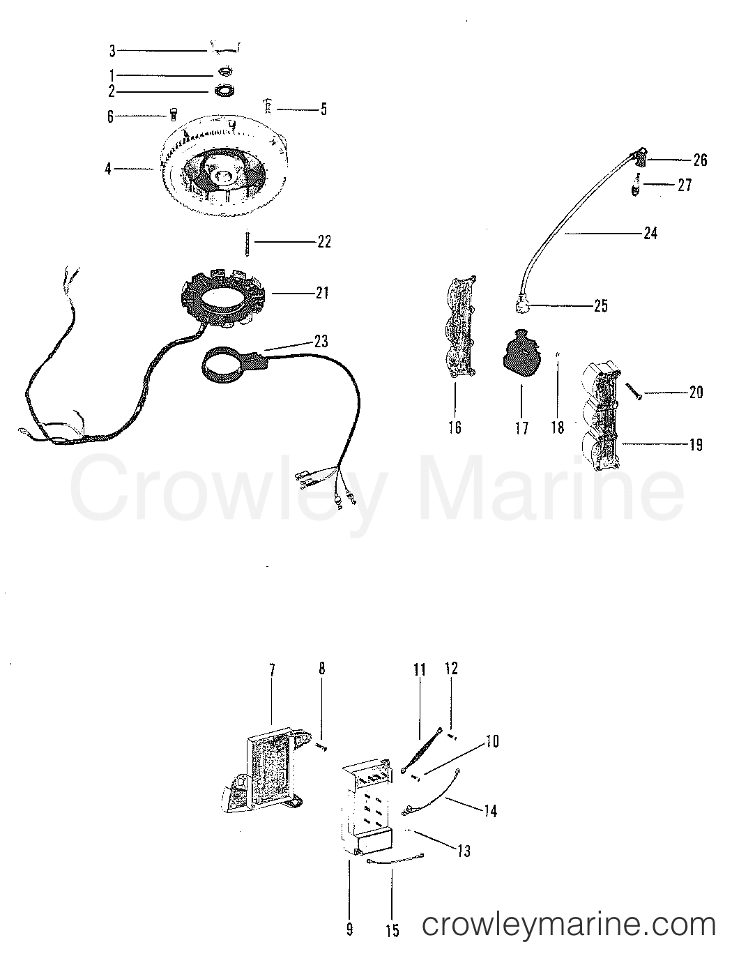 1980 Outboard 70 [EL] - 7070520 - FLYWHEEL, SWITCH BOX, IGNITION COIL, STATOR