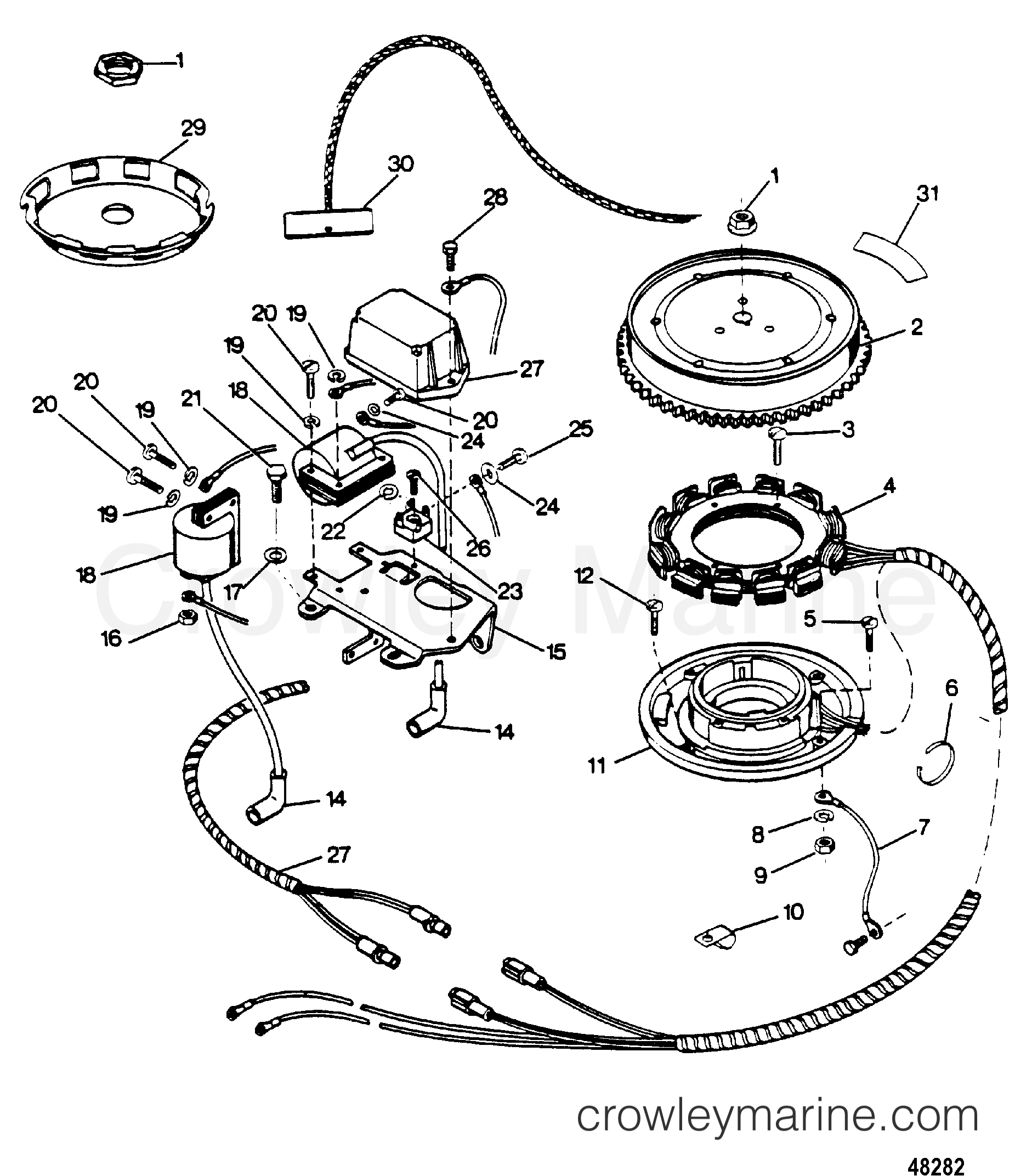 1987 Outboard 35 - 0C357F7B Thru [Force] - ALTERNATOR COMPONENTS